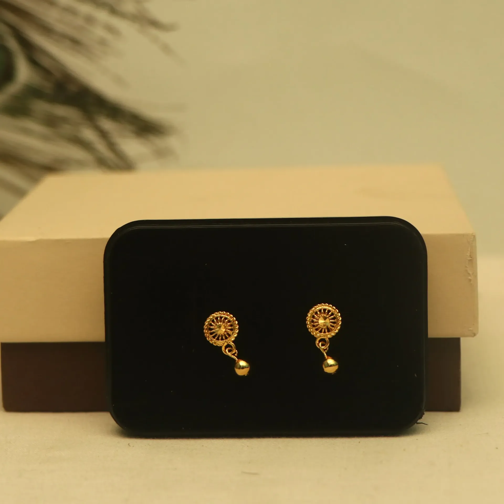 Arihant Geometry Gold-Finish Ear-Studs