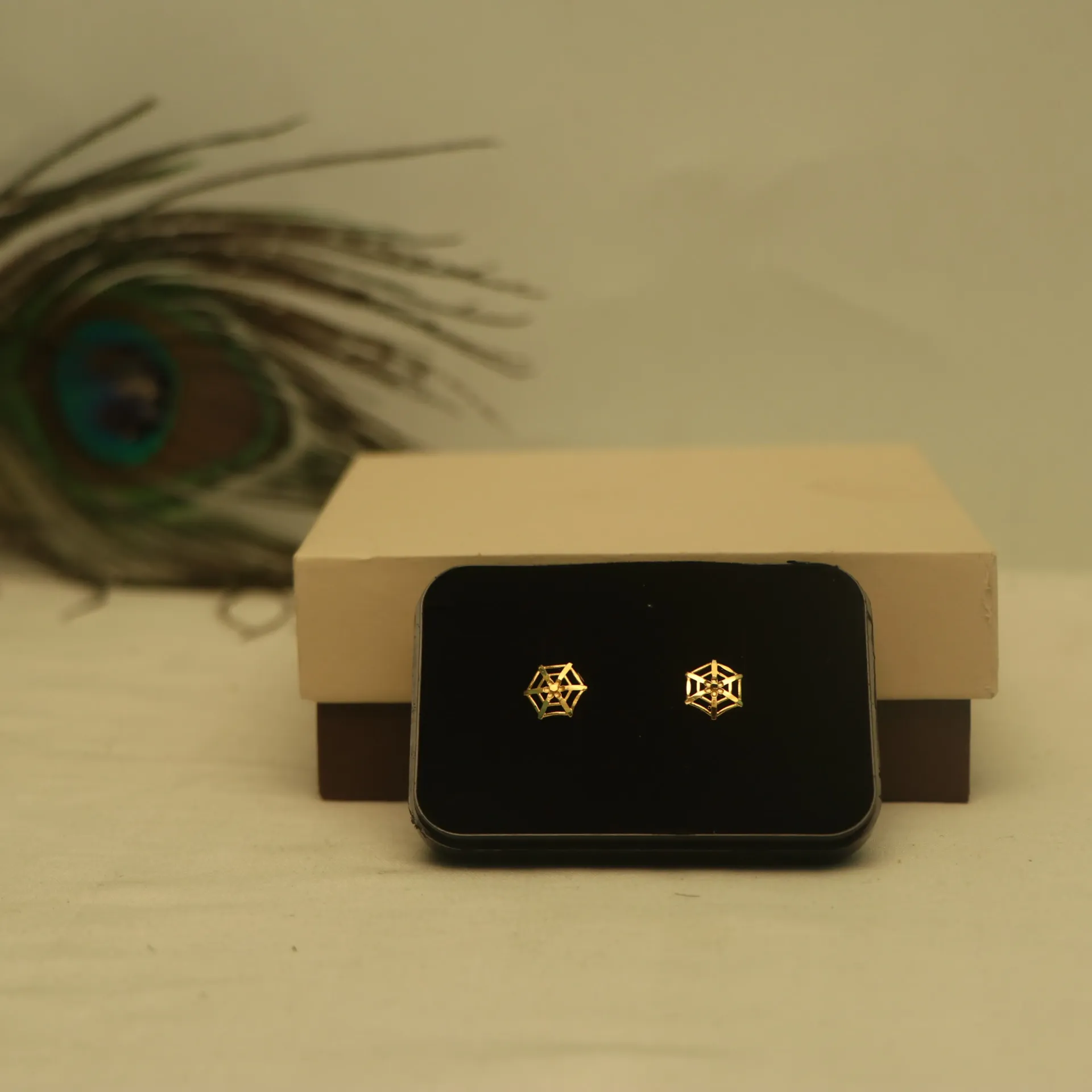 [EARINGS-00744] Arihant Minimalist Honeycomb Gold-Plated Studs