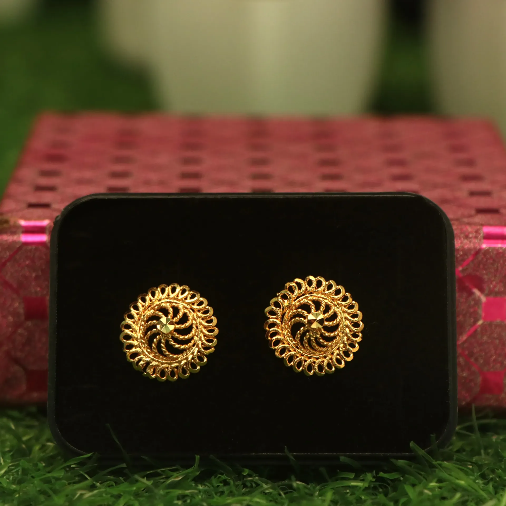 [EARINGS-00748] Arihant Real Chakra-Pattern Textured Studs