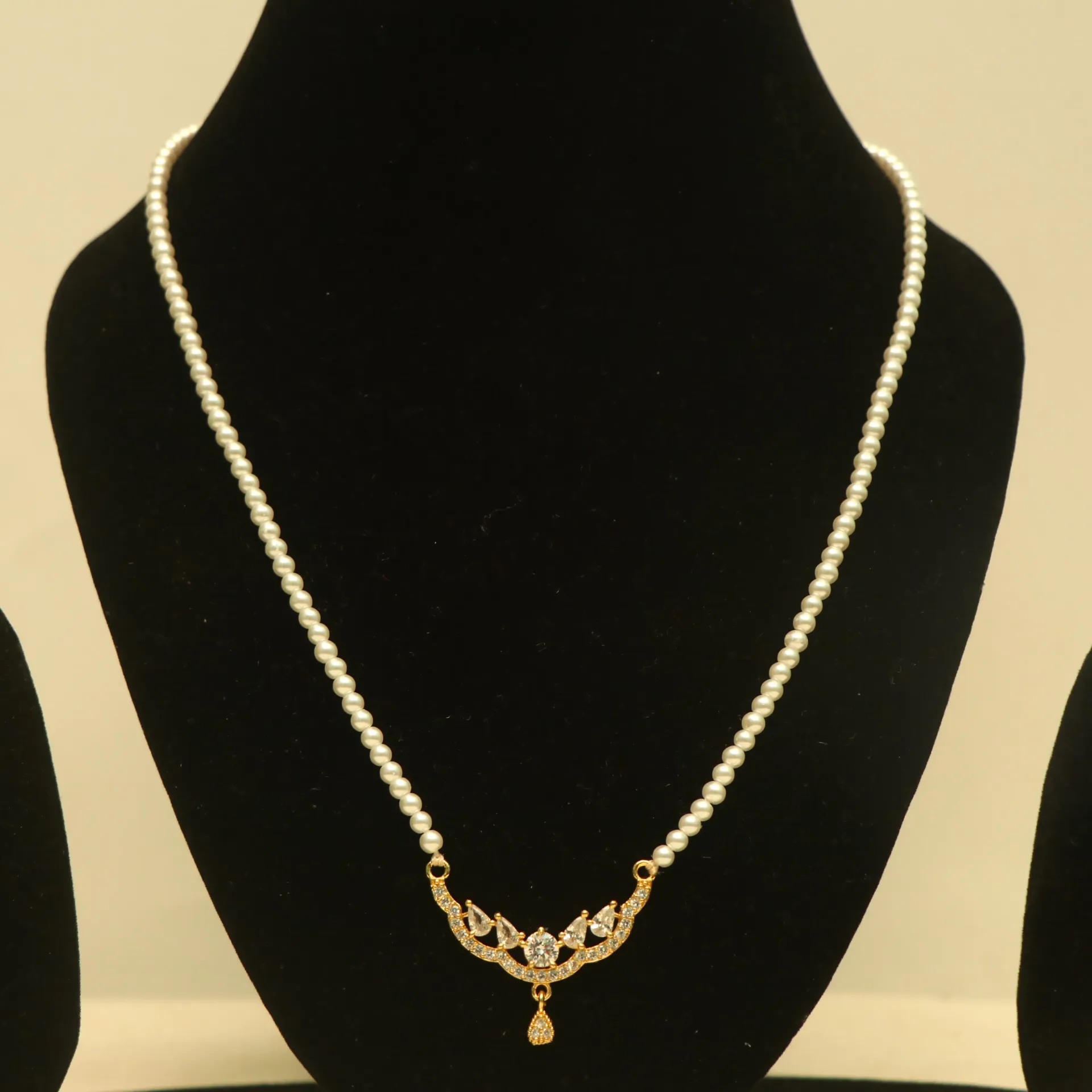 [NECKLACES-00793] Arihant Sparkling "Chandrika" AD Studded Pearl Mala