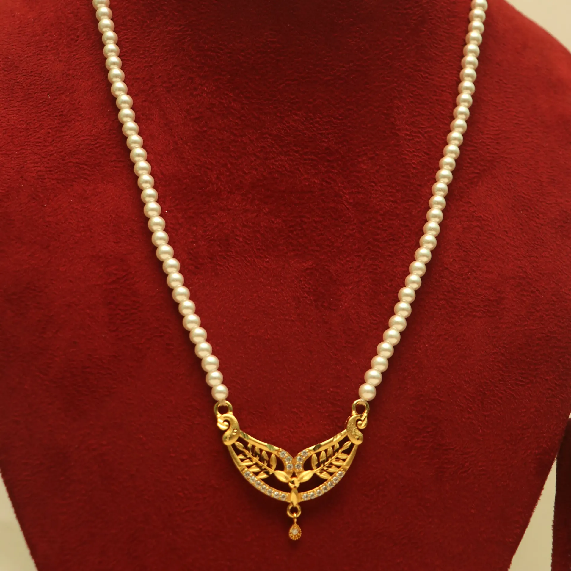 [NECKLACES-00795] Arihant Motif Designer Gold-Forming Textured Opera-Length Chain