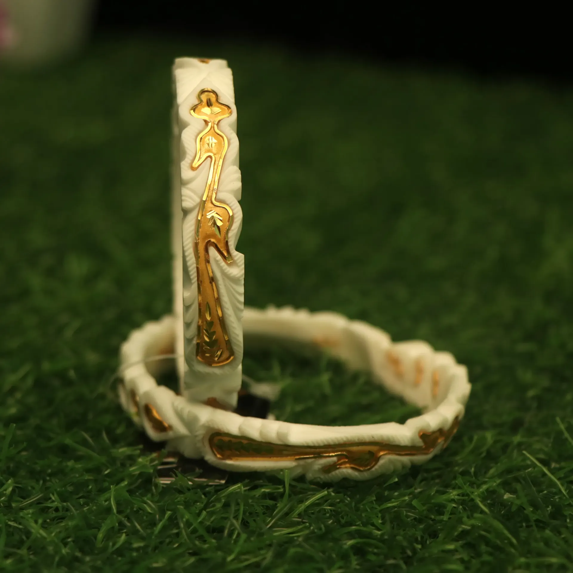 SS Ethnic Gold-Bound Conch Shell (Sankha) Pair