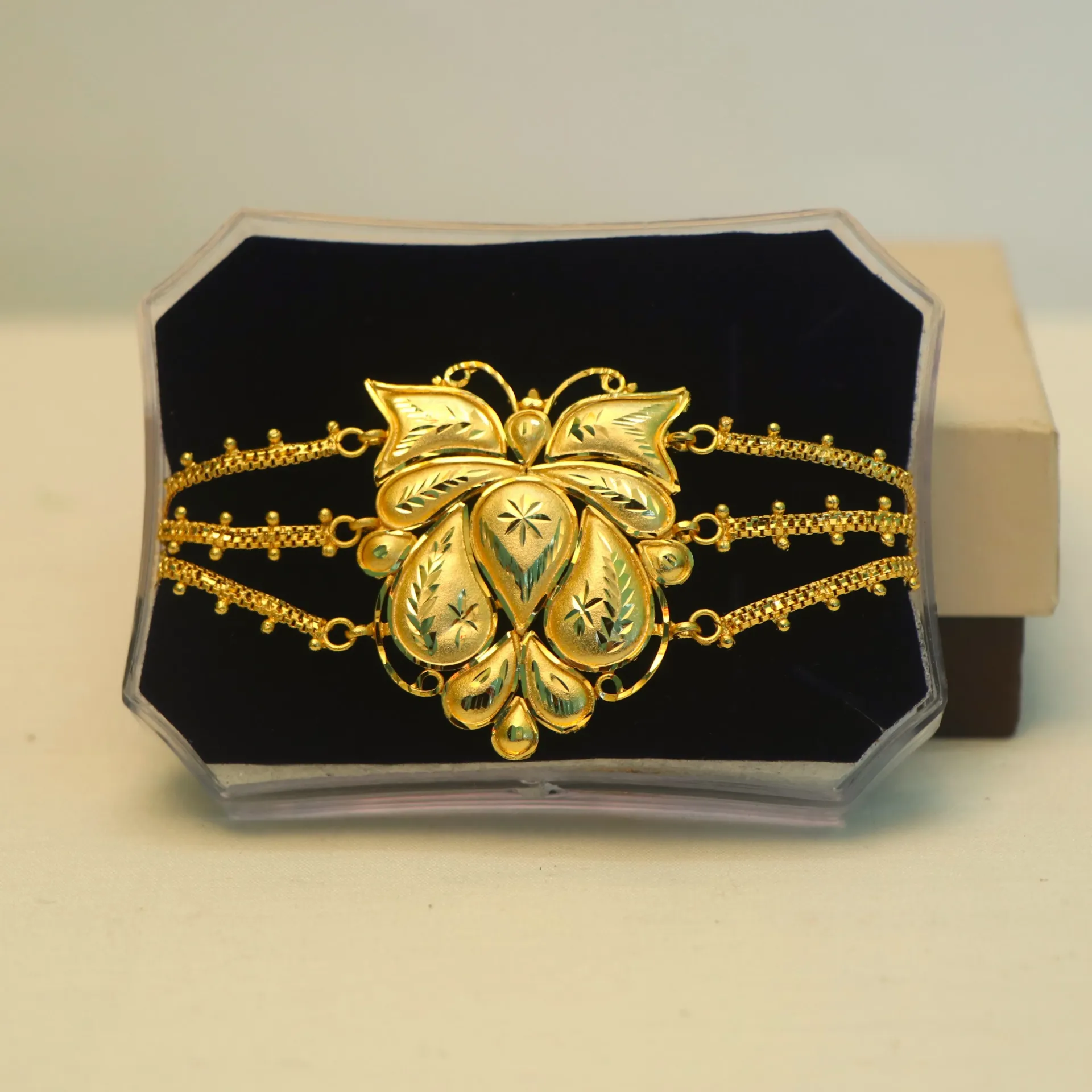 Shreehari Aurelia Butterfly Motif Triple-Strand Gold Plated Mantasha