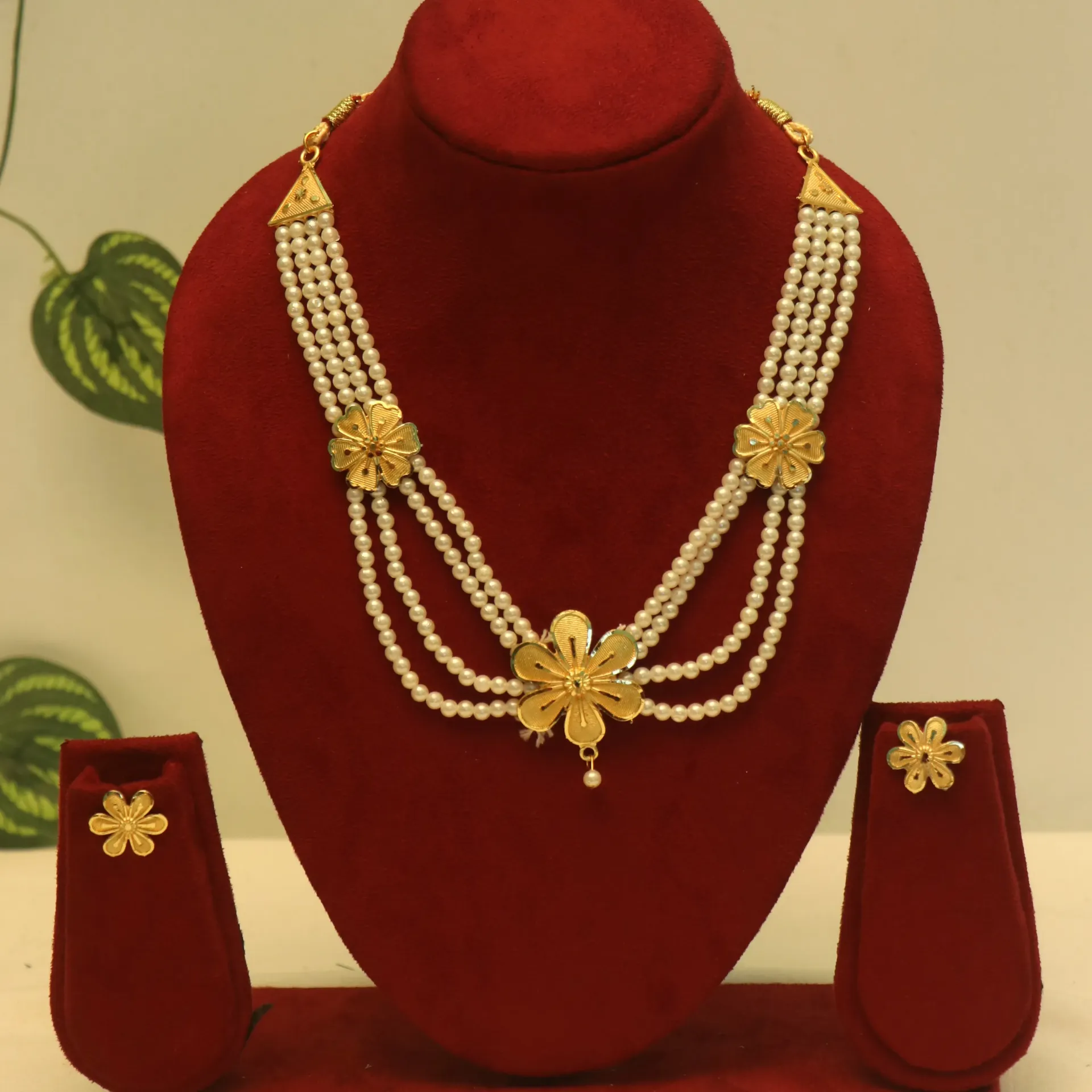 [NECKLACES-00849] SS Chanchala Butterfly Pearl Layered Necklaces