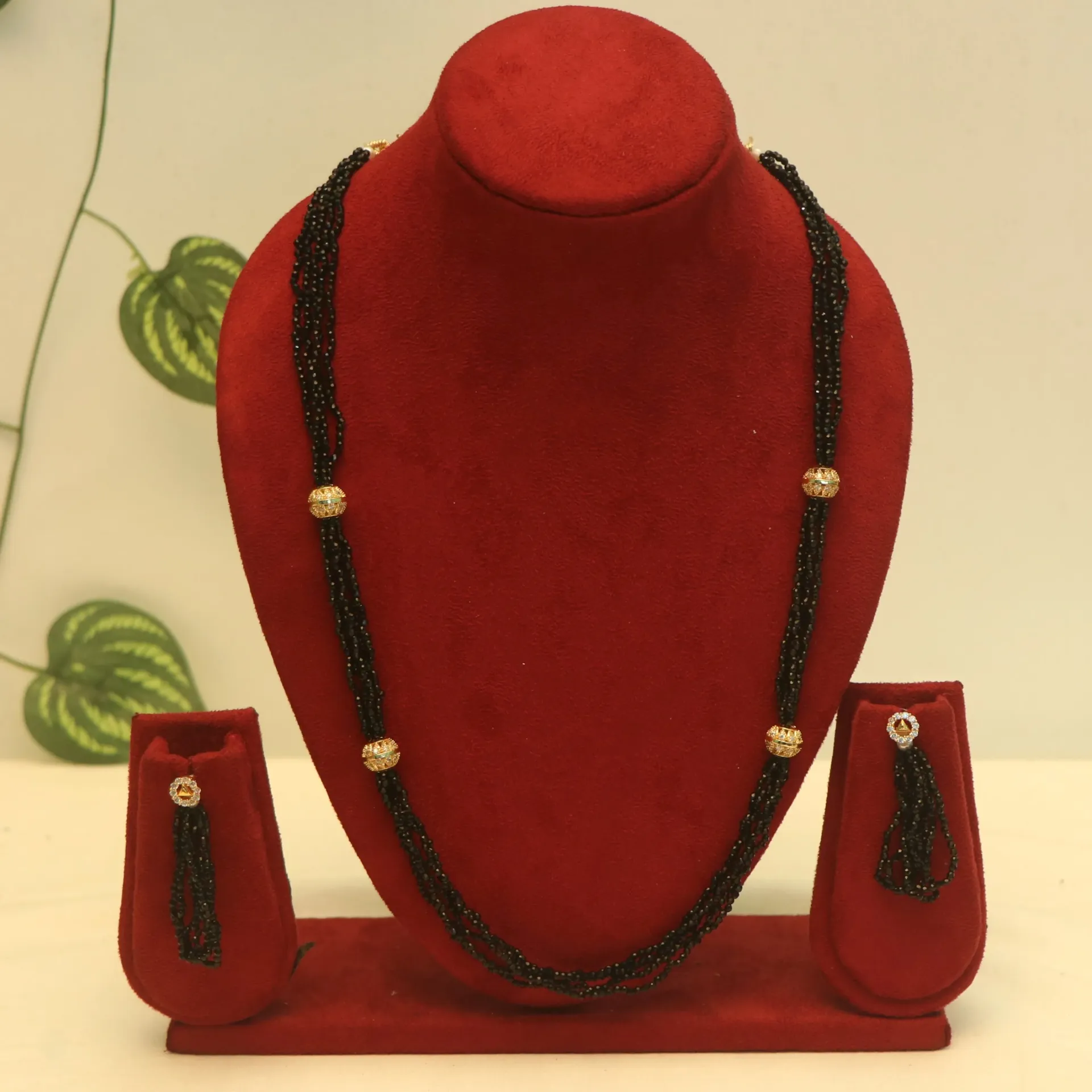 SS Krishna-Moni Multi-Layered Black Bead Haar