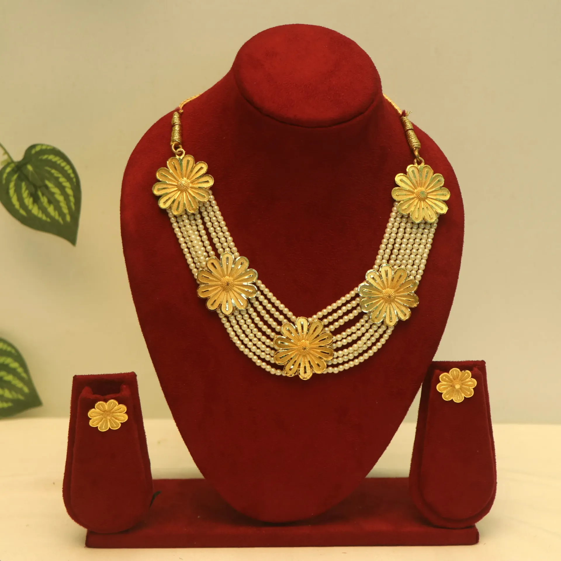 [NECKLACES-01134] SS Aparajita Bloom 8-Leyered  Gold-Plated Necklaces Set