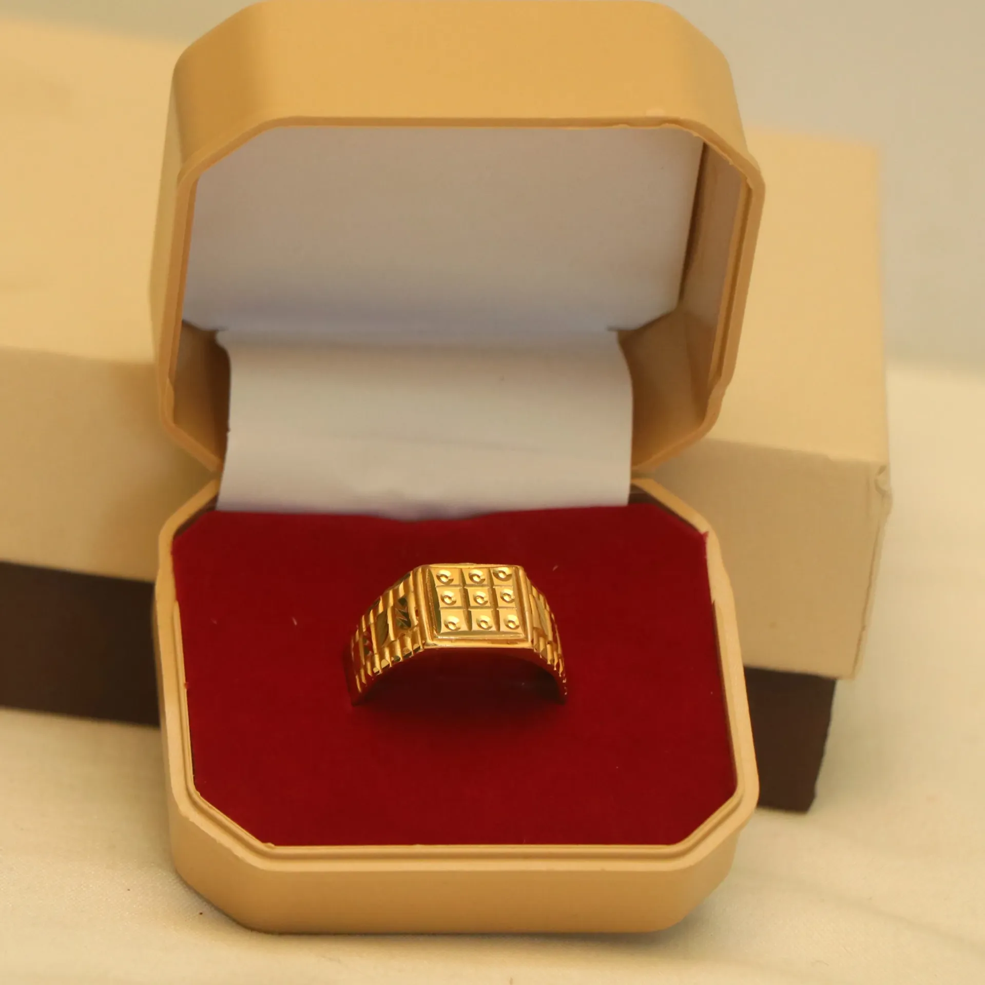 [RINGS-00883] Shreehari Titan Geometric Square-Head Men's Ring