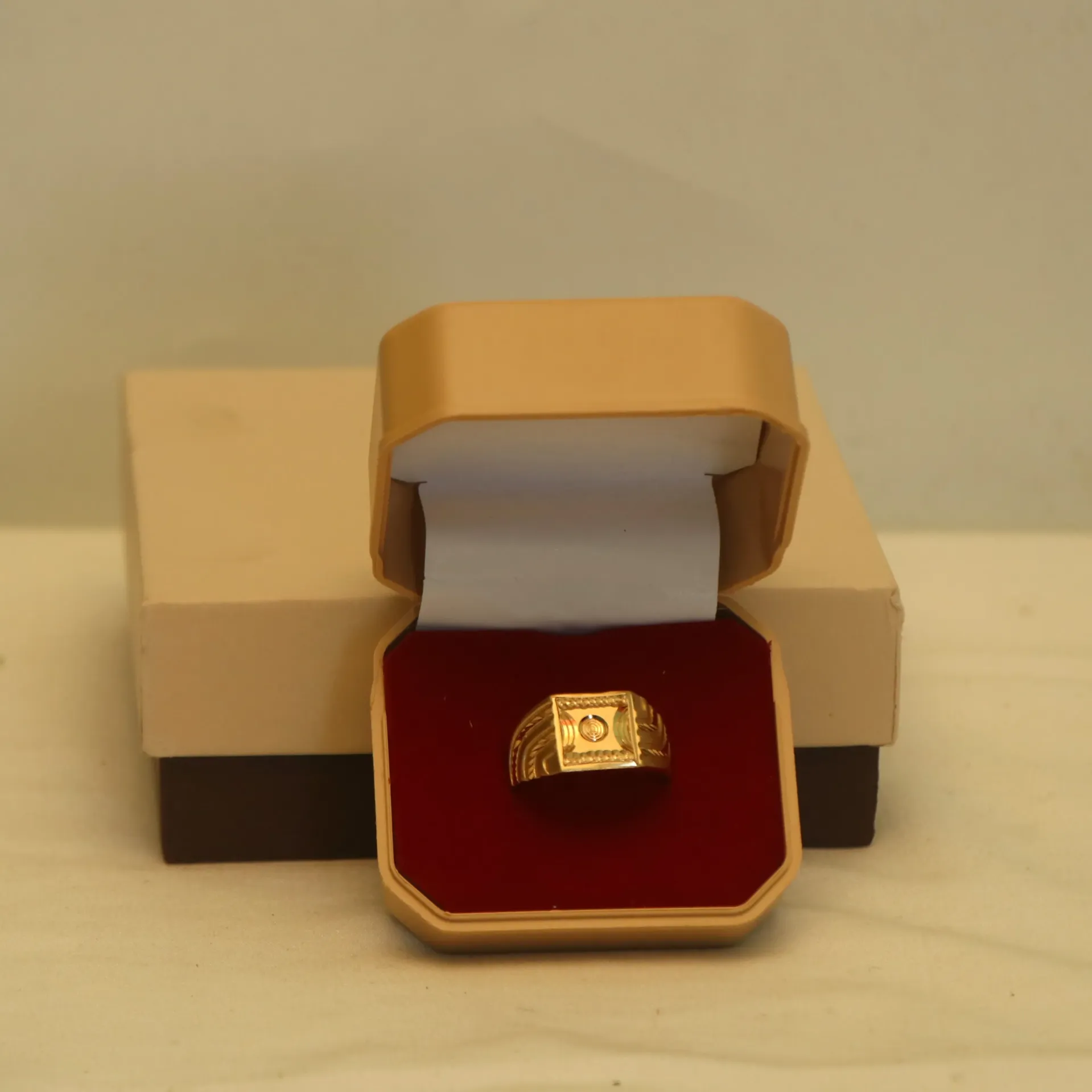 [RINGS-00884] Shreehari Aditya Gold-Plated Sun-Embossed Men's Ring