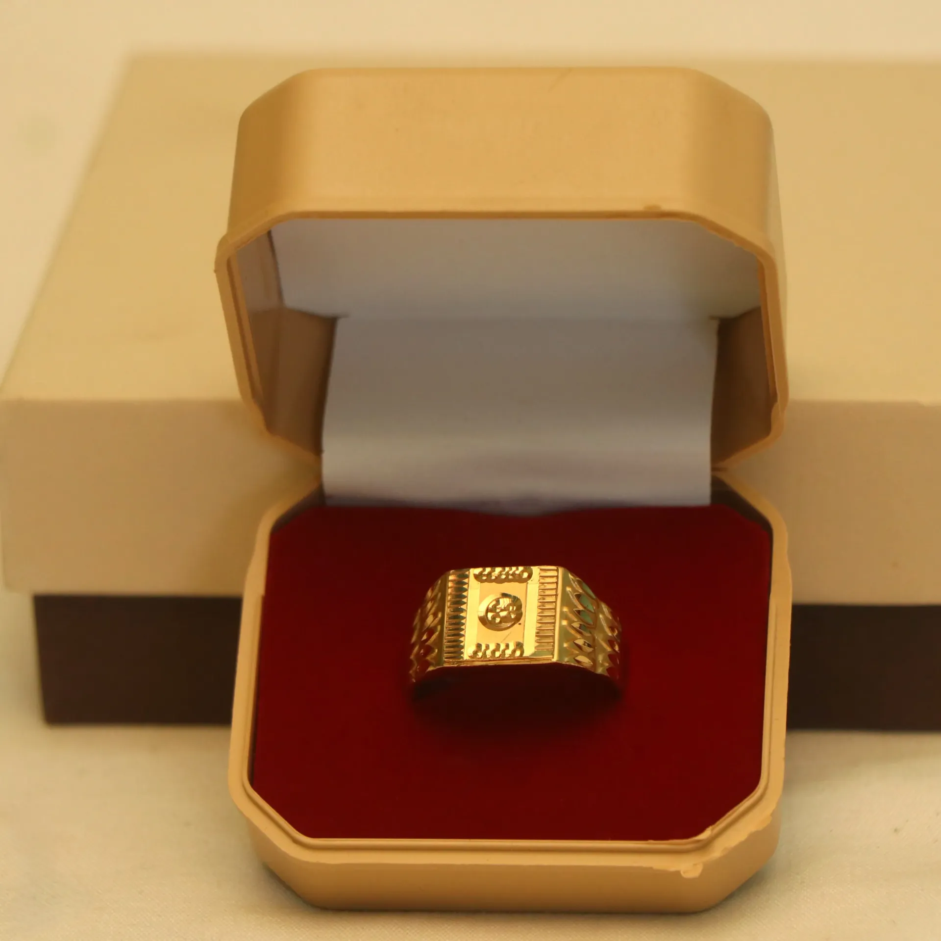 [RINGS-00885] Shreehari Nellore Bold 22K Gold Plated Gents Finger Ring