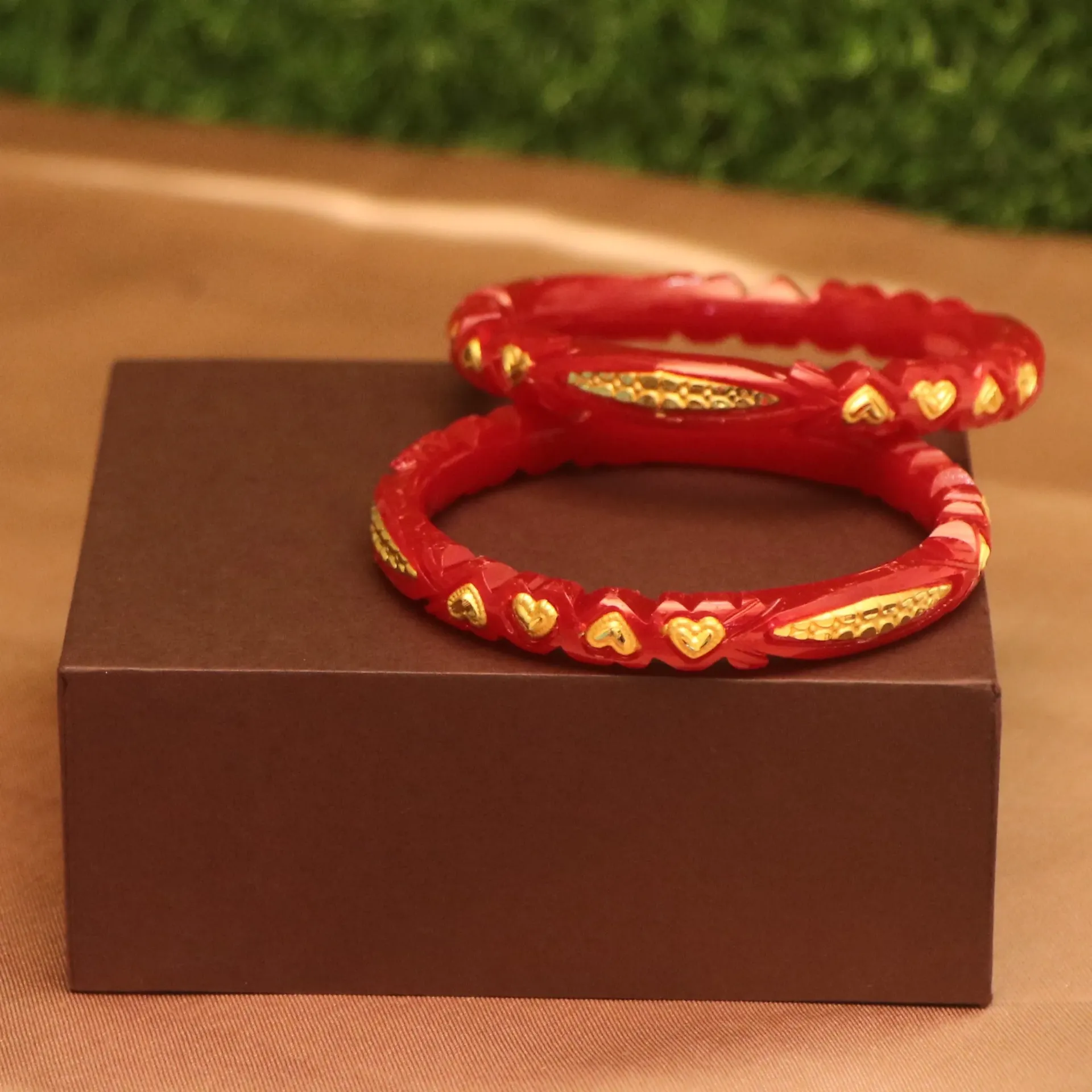 [BANGLES-00908] SS Bengali Mukhmali Pola with Gold Inlays (24)