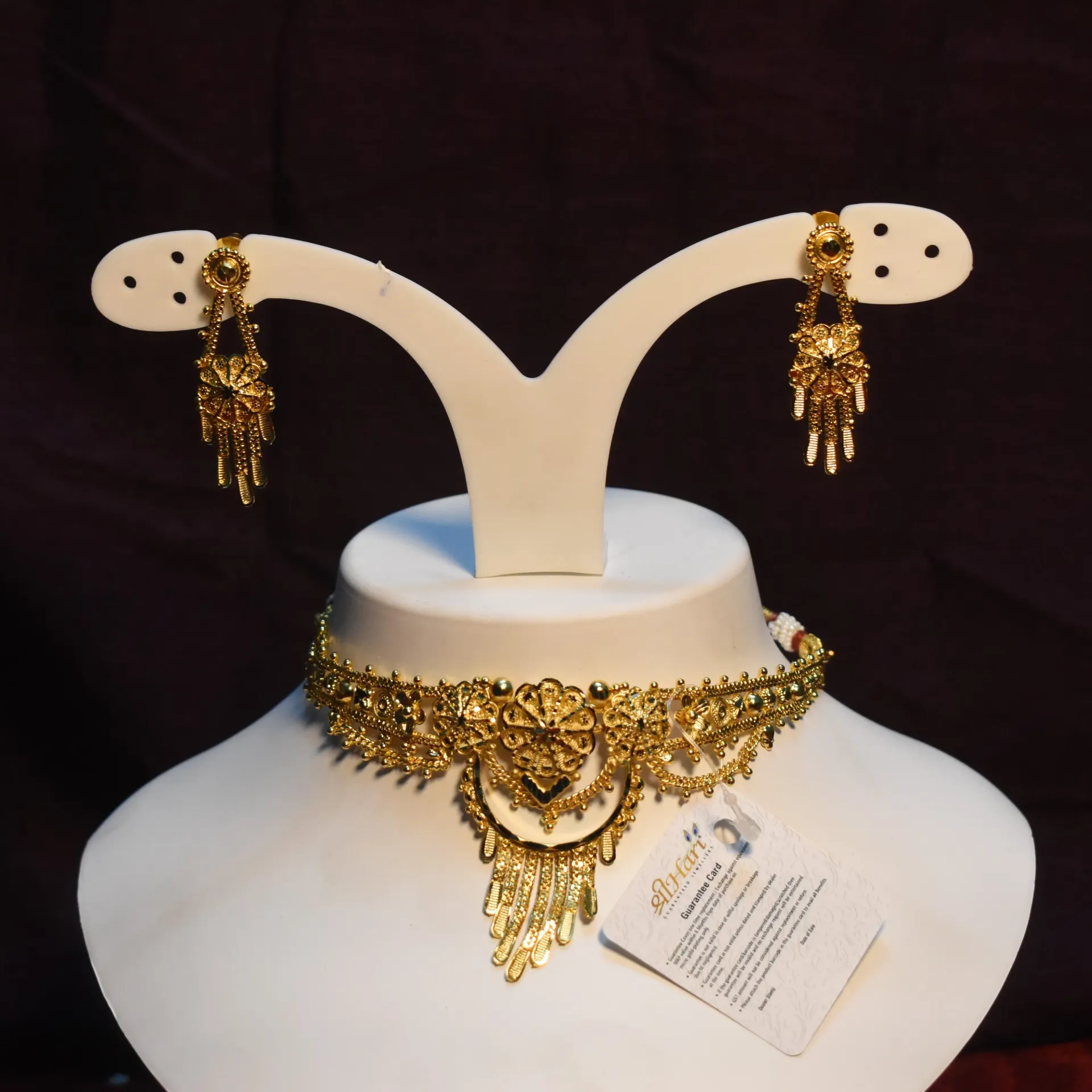 [NECKLACES-00052] Shreehari Traditional Gold-Plated Filigree Floral Choker Set