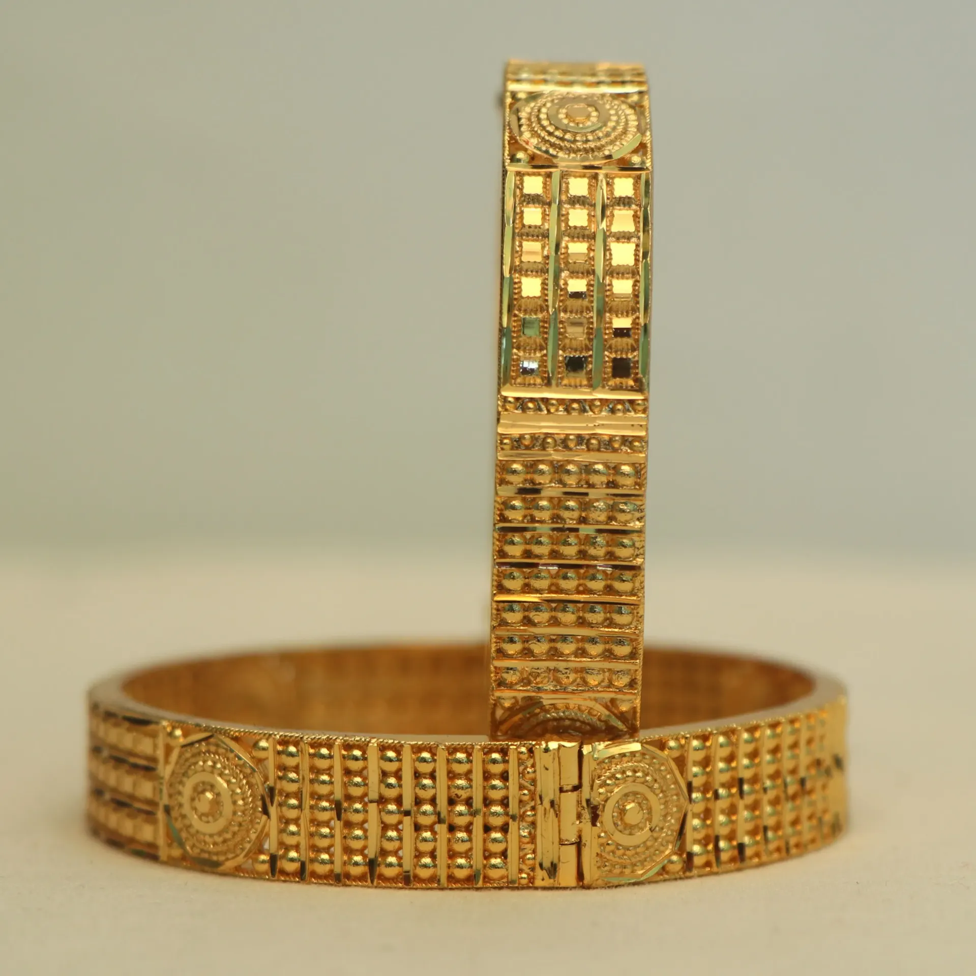 Shreehari Royal Mandala Embossed Ethnic Gold-Tone Bangles