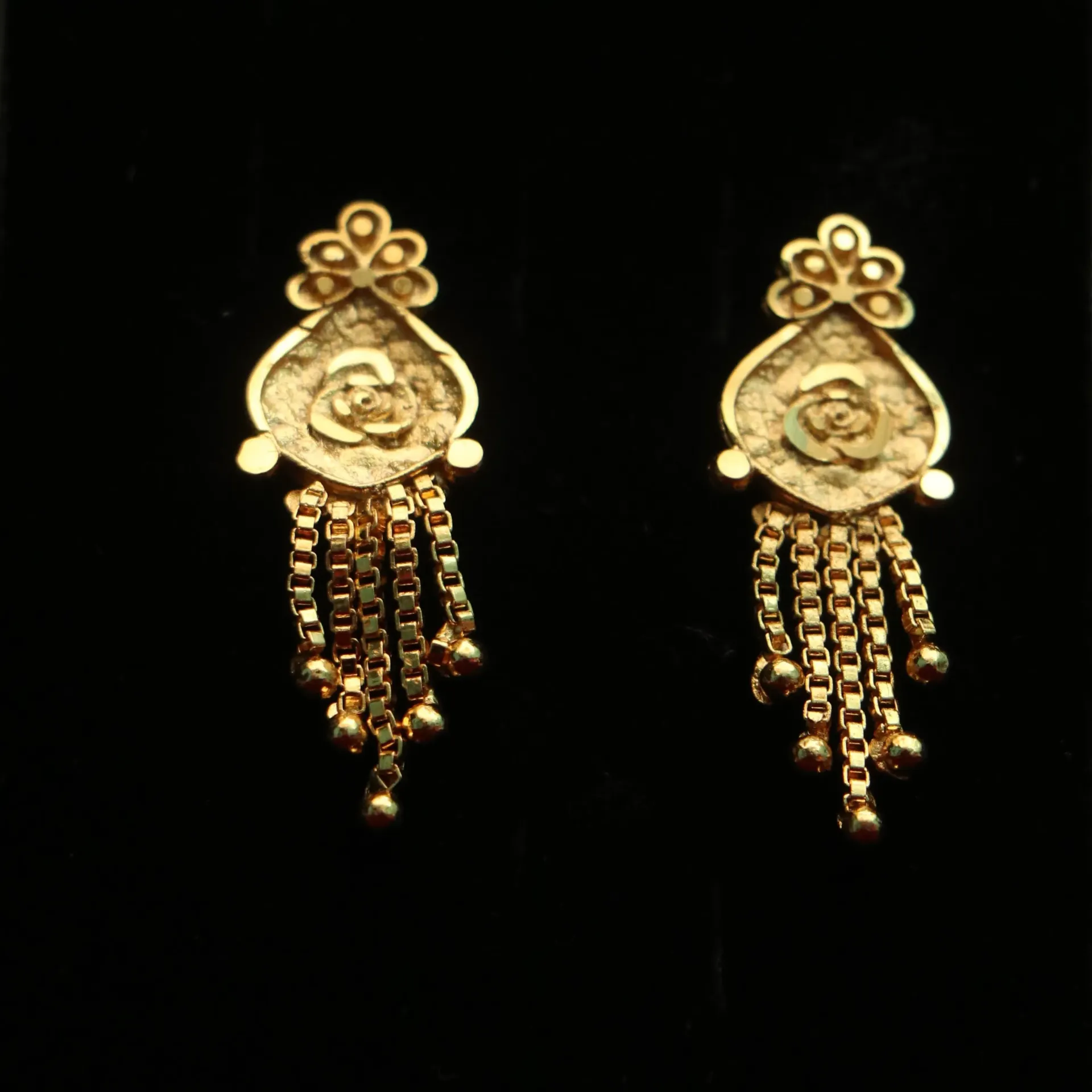 [EARINGS-00121] Arihant Regal Flora Gold Finish Tassel Earrings