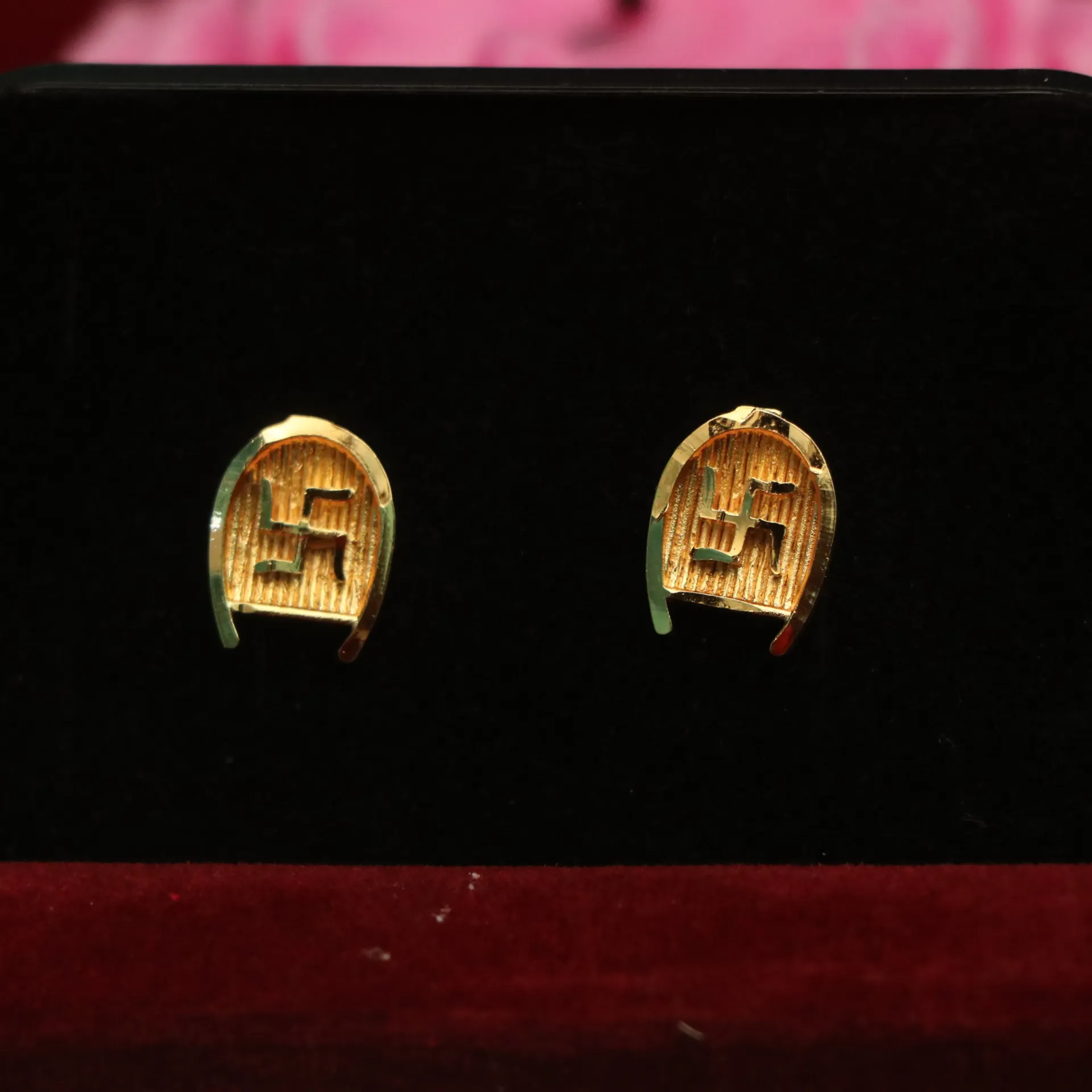 [EARINGS-00989] Arihant Vedic Swastika Charm Gold-Plated Ethnic Earrings