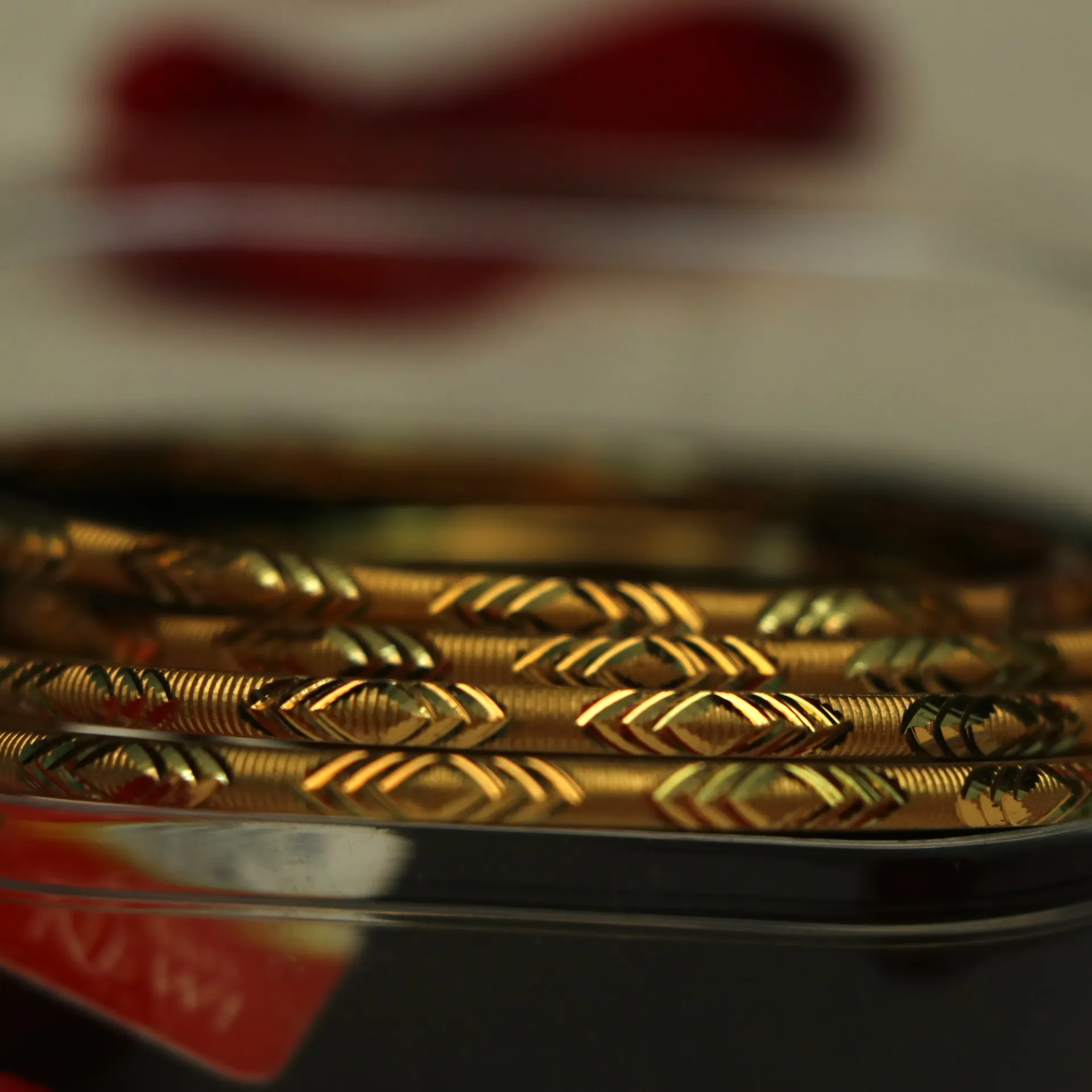 Arihant Zera-Sparkle Textured Matte and Gloss Gold plated Bangles