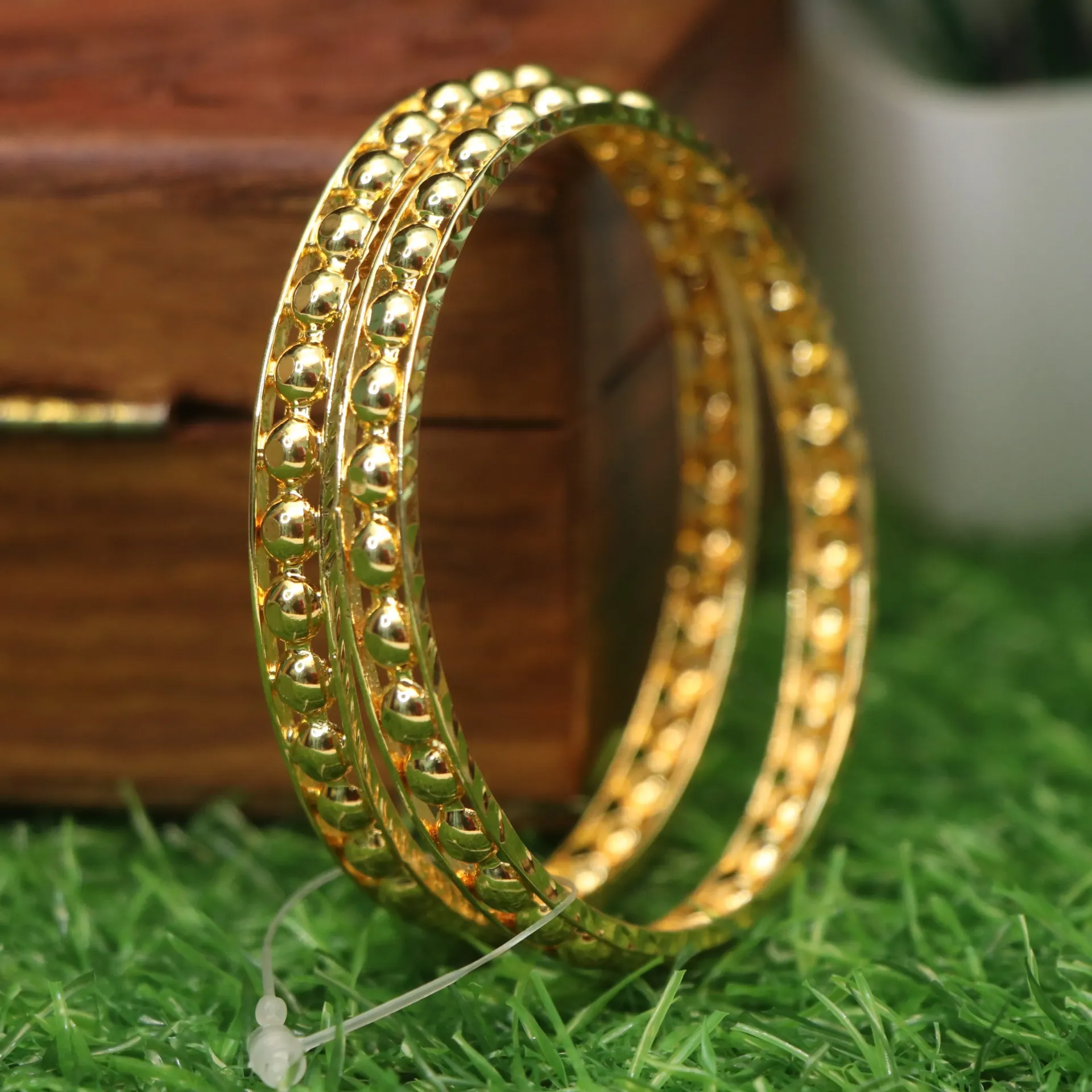 [BANGLES-00208] LT Classic Gold-Plated Bead Work Churi