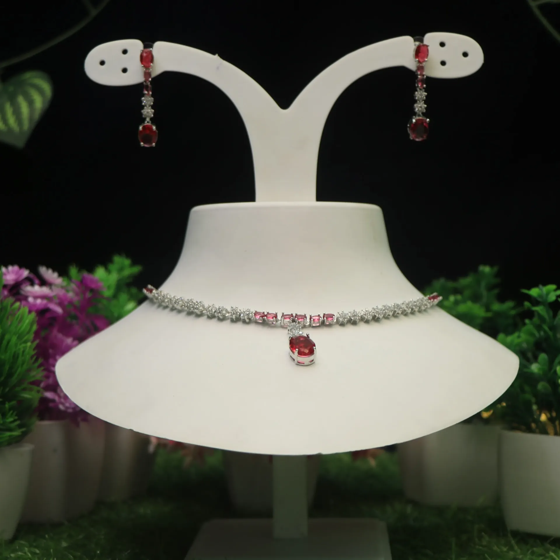 [NECKLACES-00214] Ruby Radiance AD Choker Set