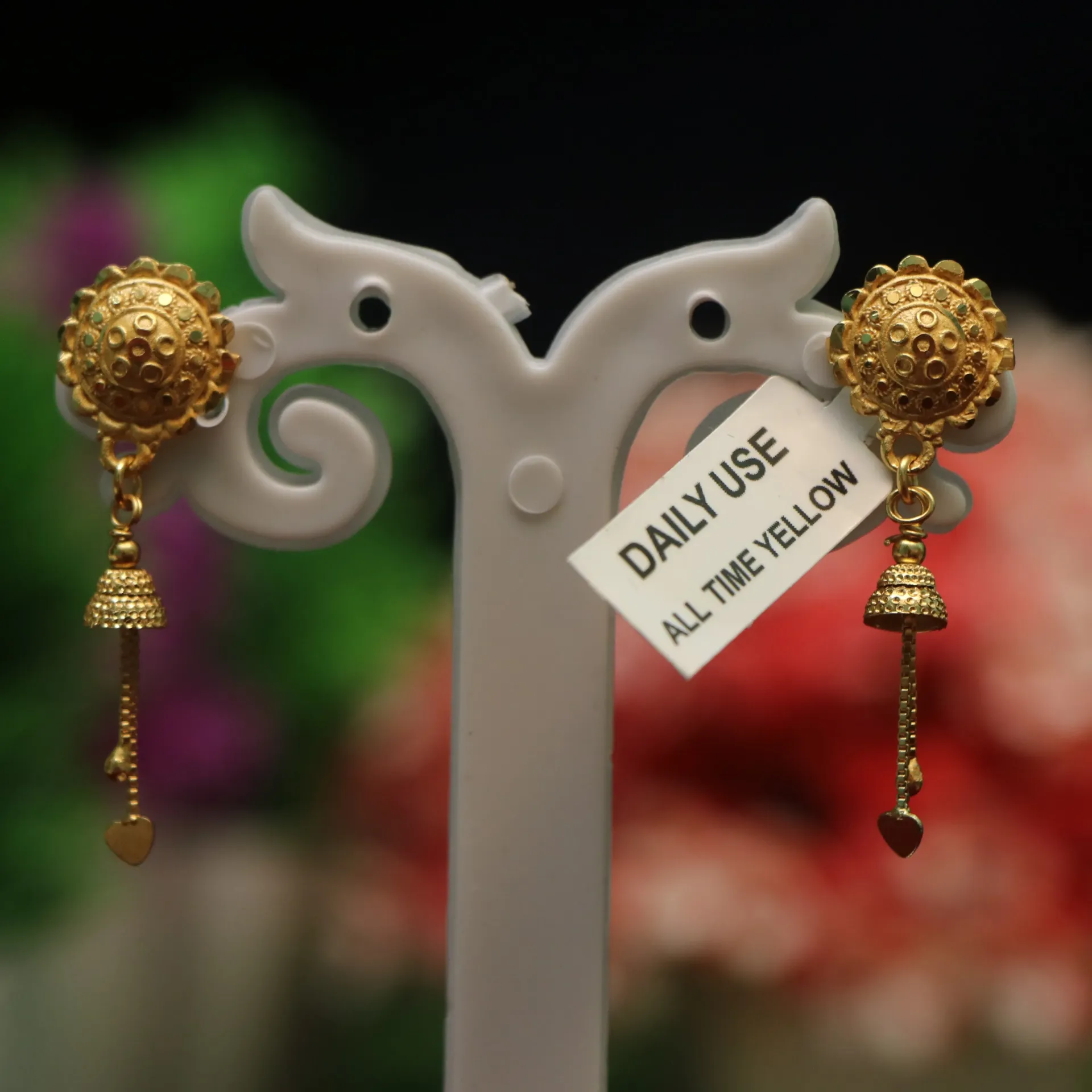 [EARINGS-00217] LT Antique Gold-Polished Linear Jhumka Earrings