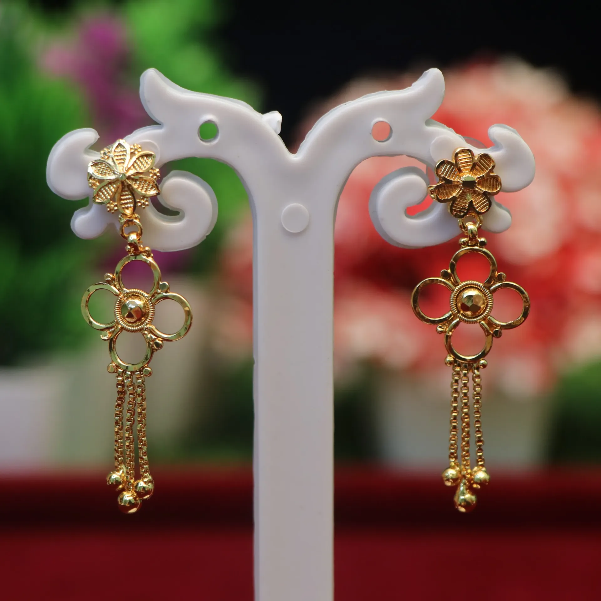 [EARINGS-00224] Petal-Inspired Four-Leaf Clover Drop Earrings
