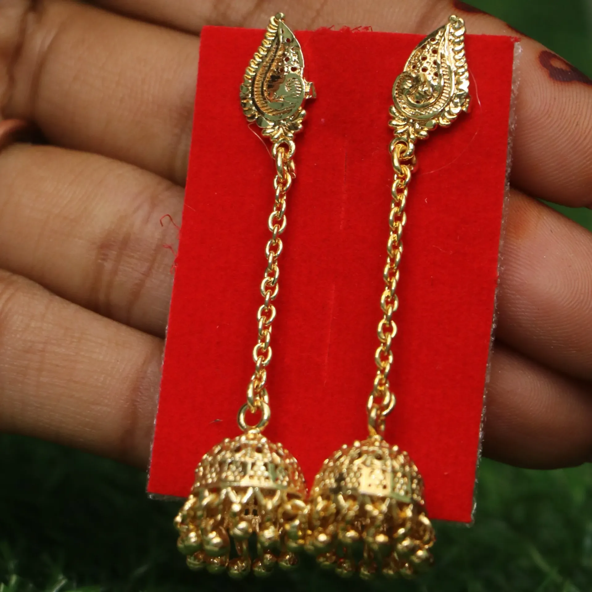[EARINGS-00232] LT Festive Jhumka Latkan with Intricate Carvings