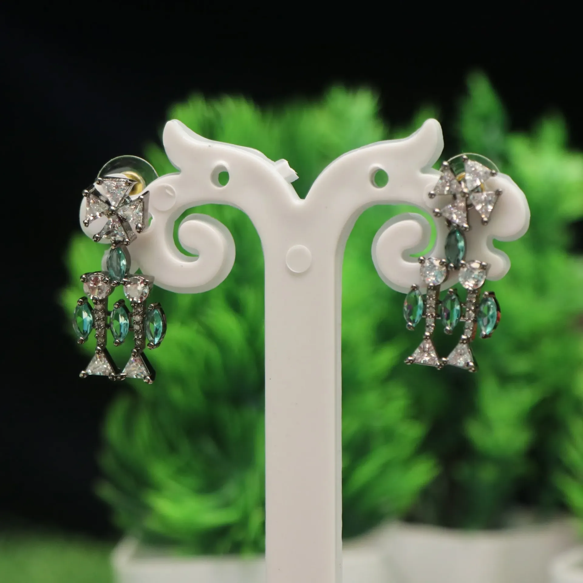 [EARINGS-00237] AD Midnight Rhodium Chandelier Dangles