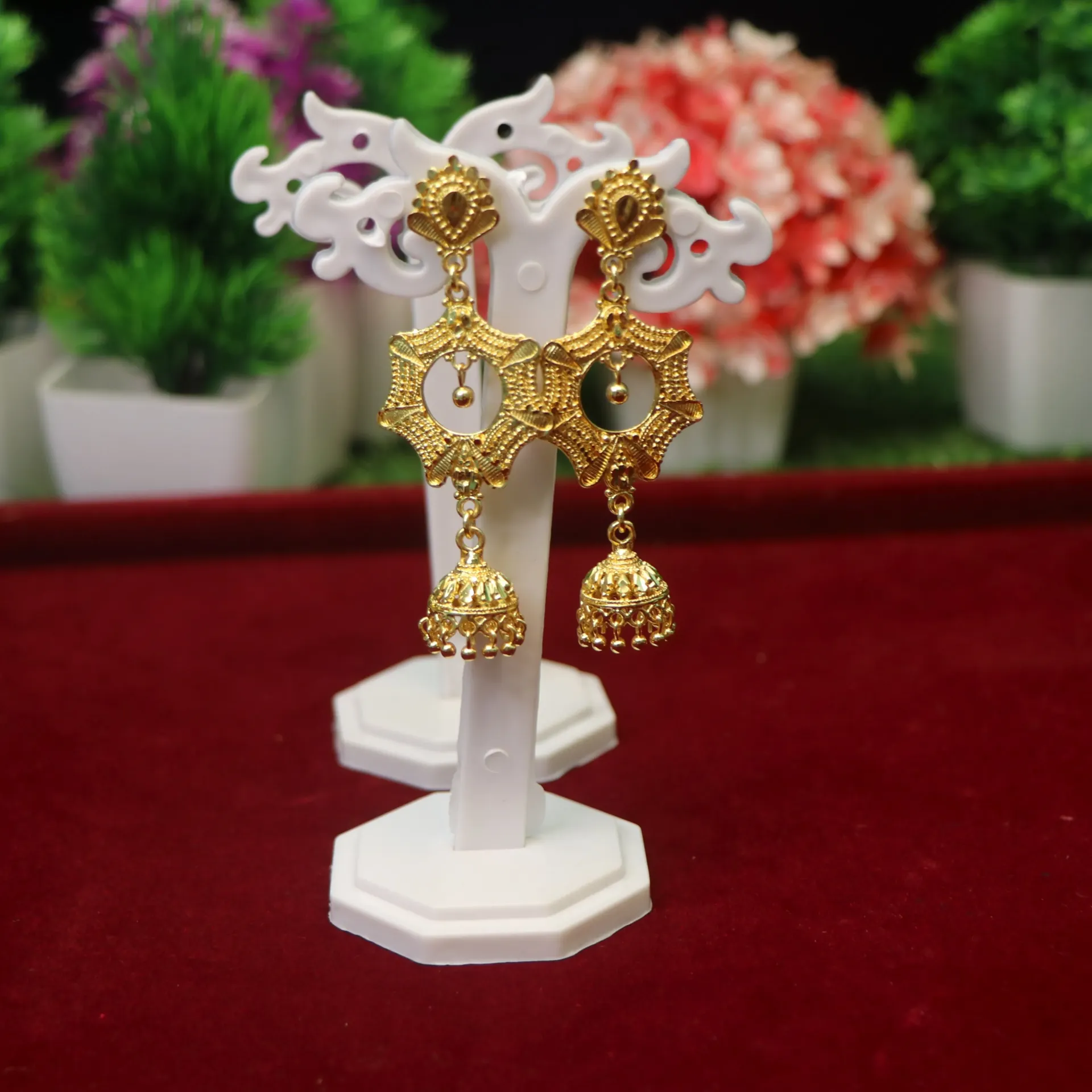 LT Ornate Mandala-Style Gold-Plated Jhumki Earrings