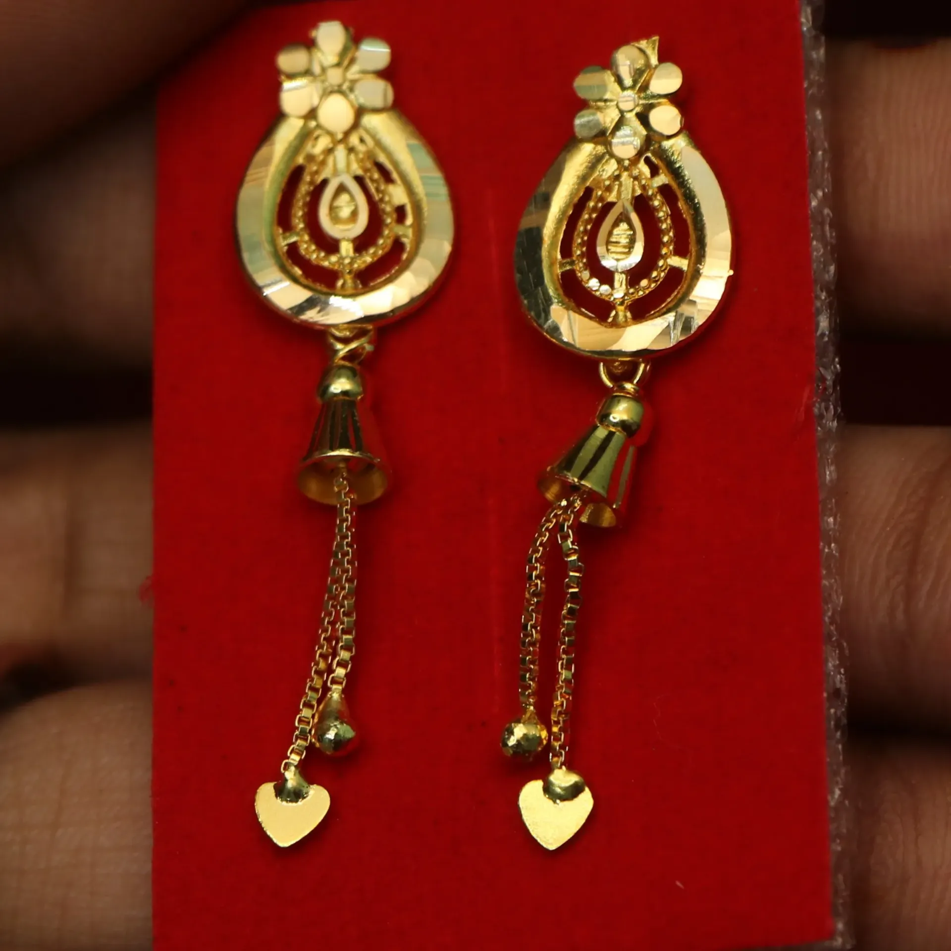 [EARINGS-00265] LT Gilded Heartbeat Bell Dangler Earrings