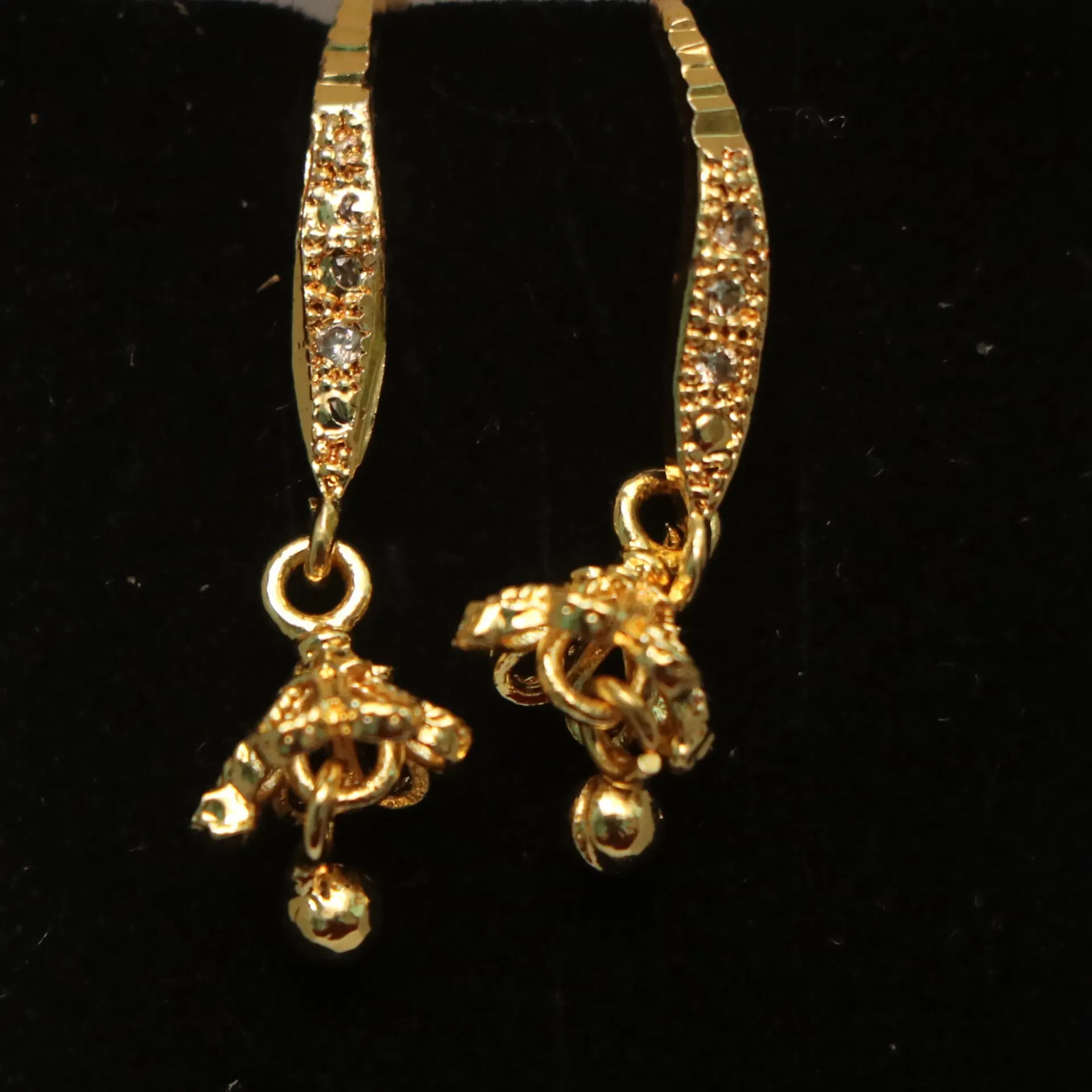 LT Zirconia Encrusted Branch-Motif Drop Earrings: