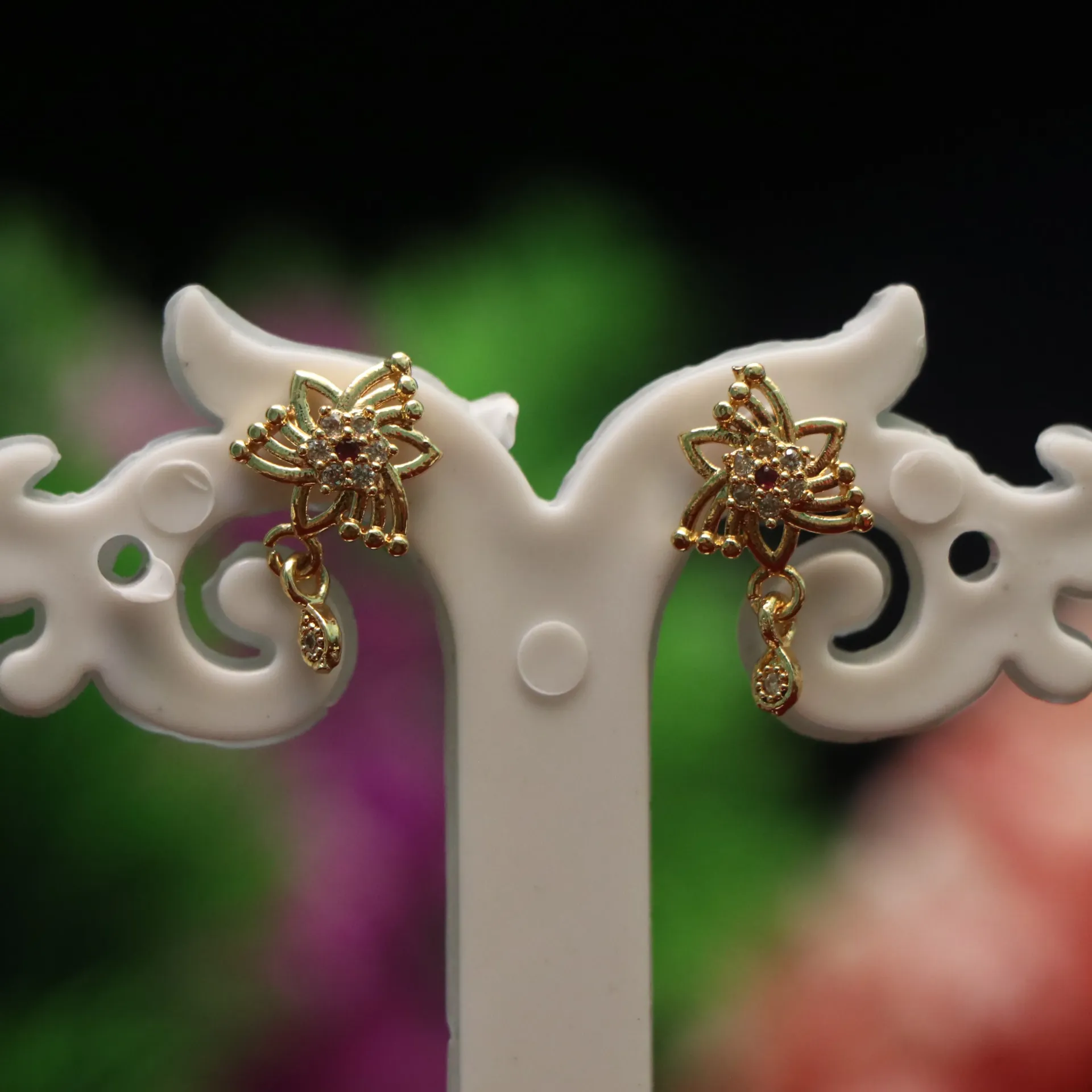 [EARINGS-01001] LT Ethnic Chakra Textured Gold Studs