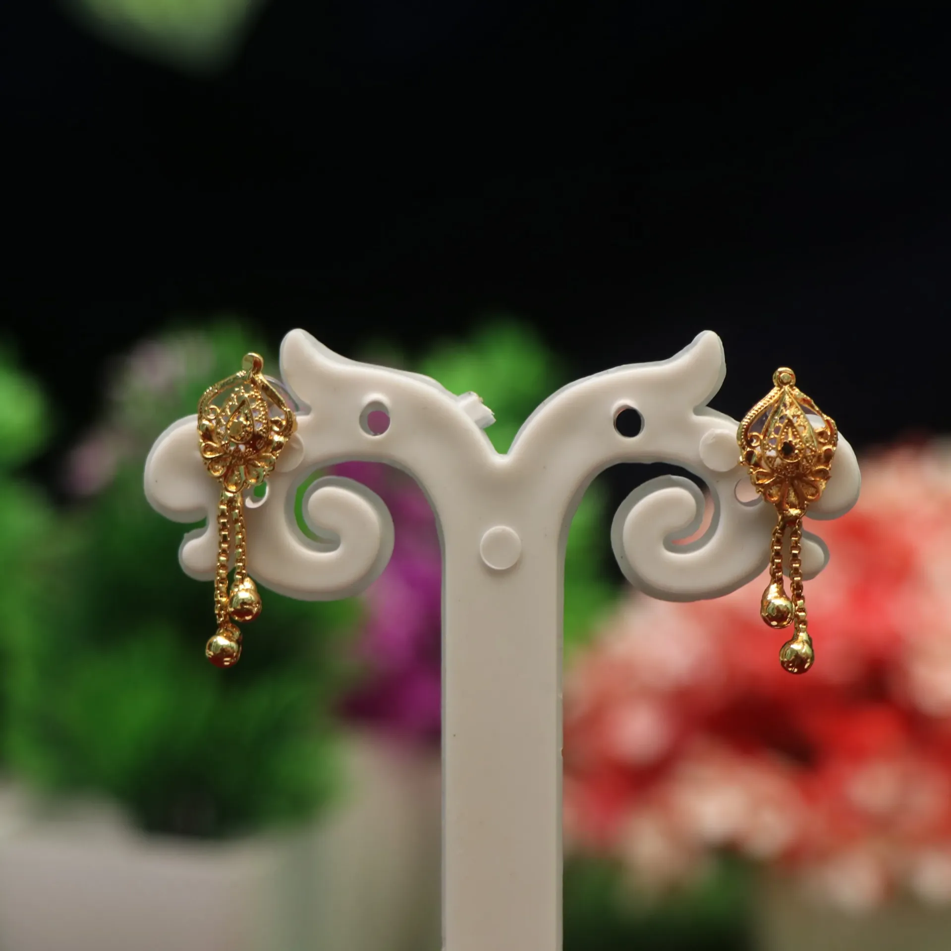 [EARINGS-00289] LT Ghungroo-Cap Filigree Earring