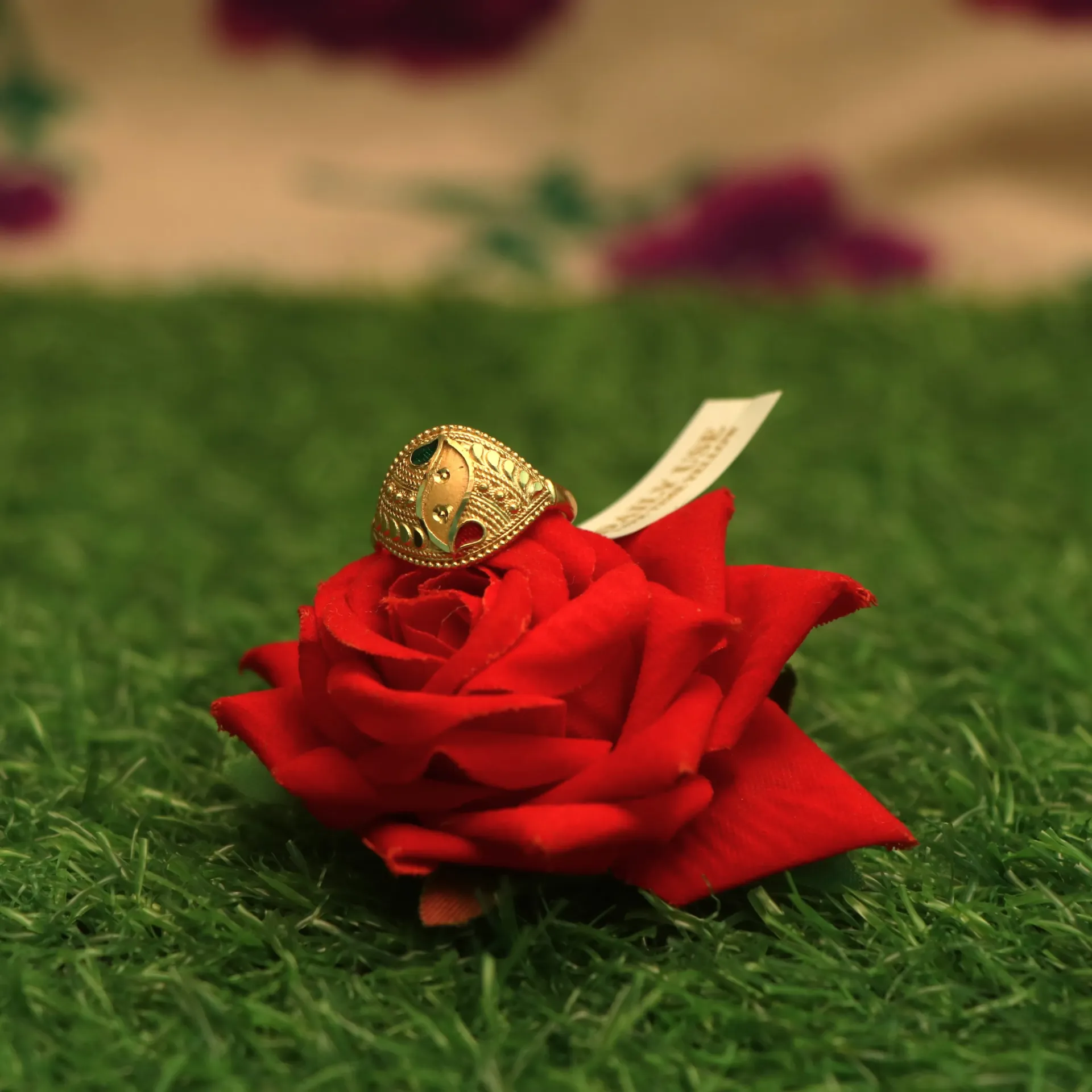 [RINGS-00334] LT Nakshi Meena Gold-Plated Pasha Ring