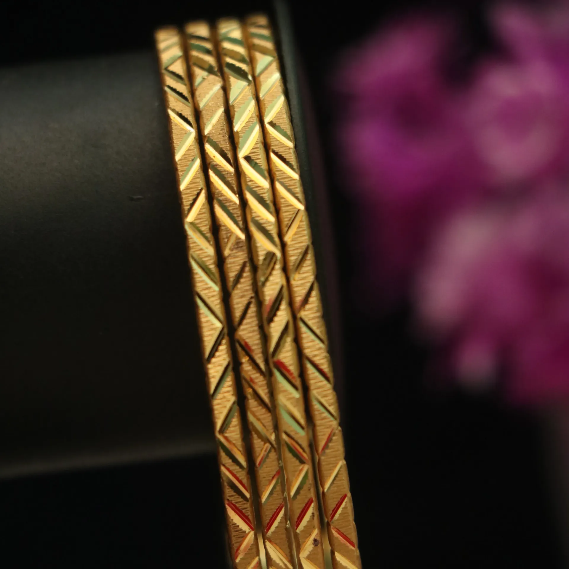 [BANGLES-00358] Arihant Shimmering Gold-Plated Festive Sleek Bangle Set (24)