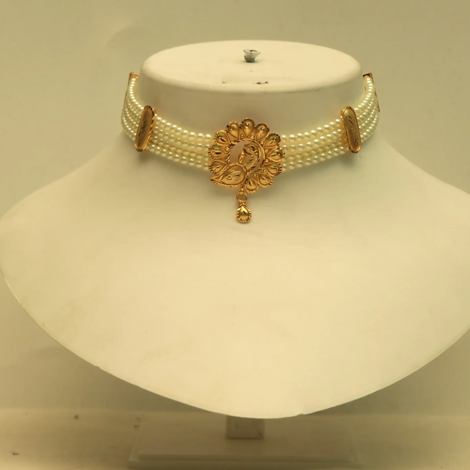 [NECKLACES-00444] Shreehari Titli Wings 4-Row Pearl Necklace with Butterfly Pendant