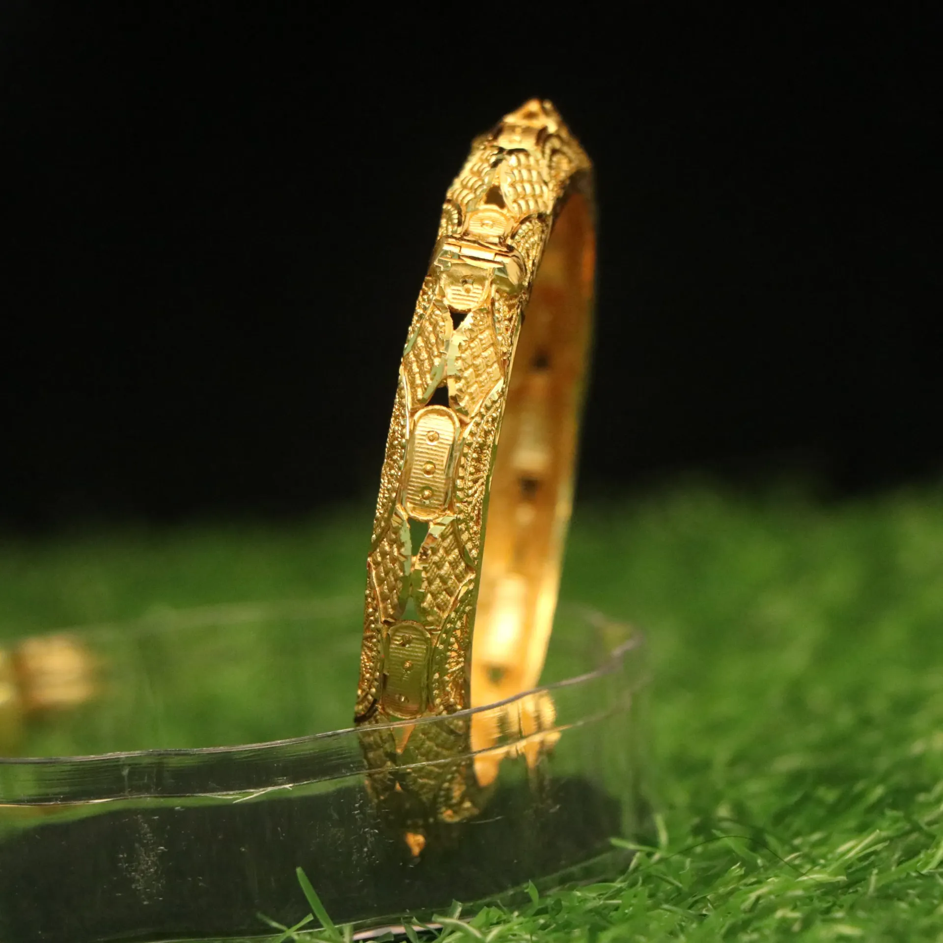[BANGLES-00468] Shreehari Kolkata Karigari Gold-Plated Broad Kada