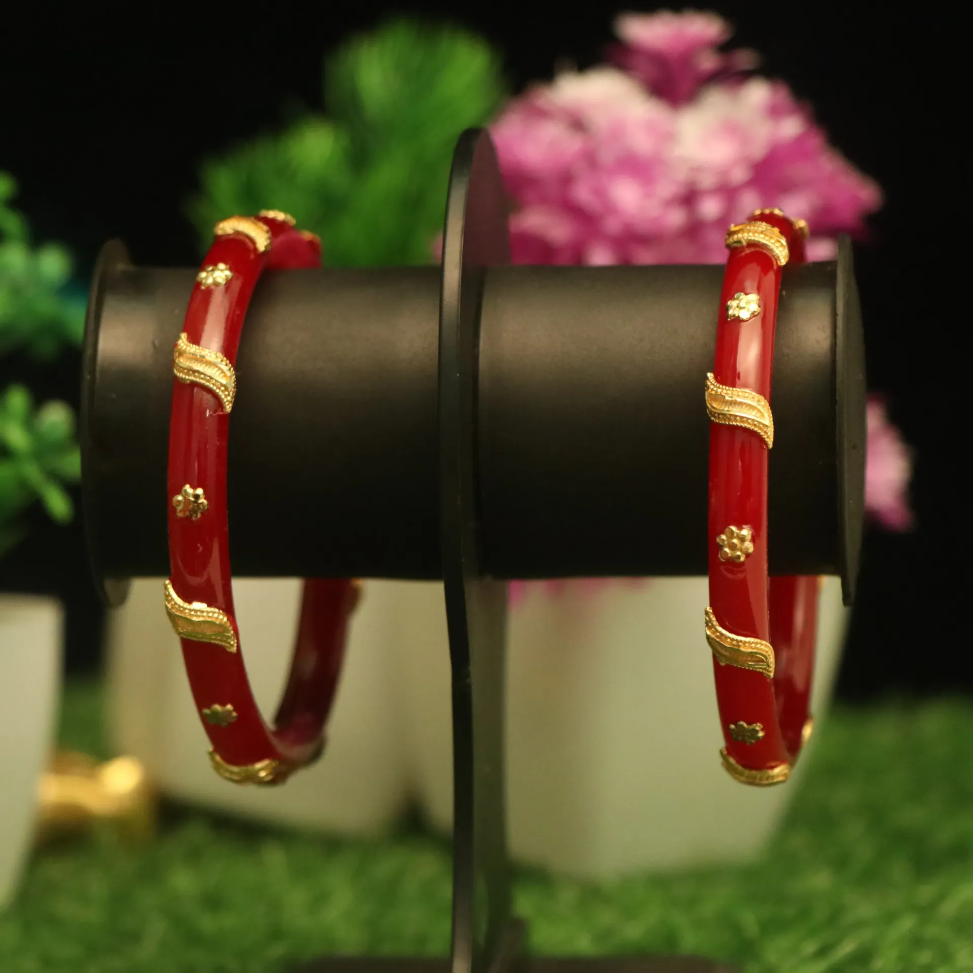 [BANGLES-00495] Shreehari Traditional Gold-Plated Pola Badhano (24)