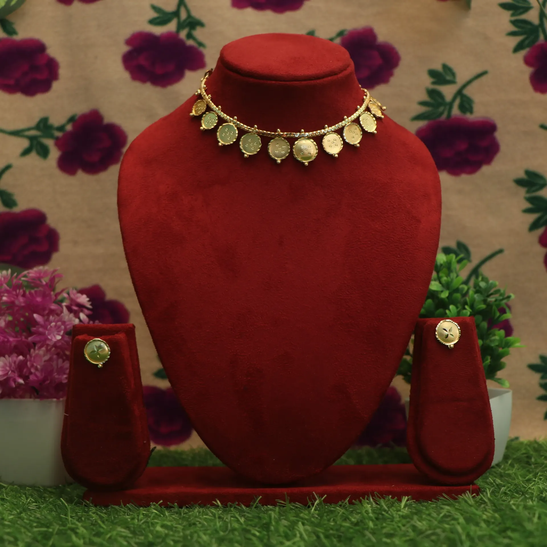 LT Aura Pastel Stone Coin Gini Necklace & Earring Combo