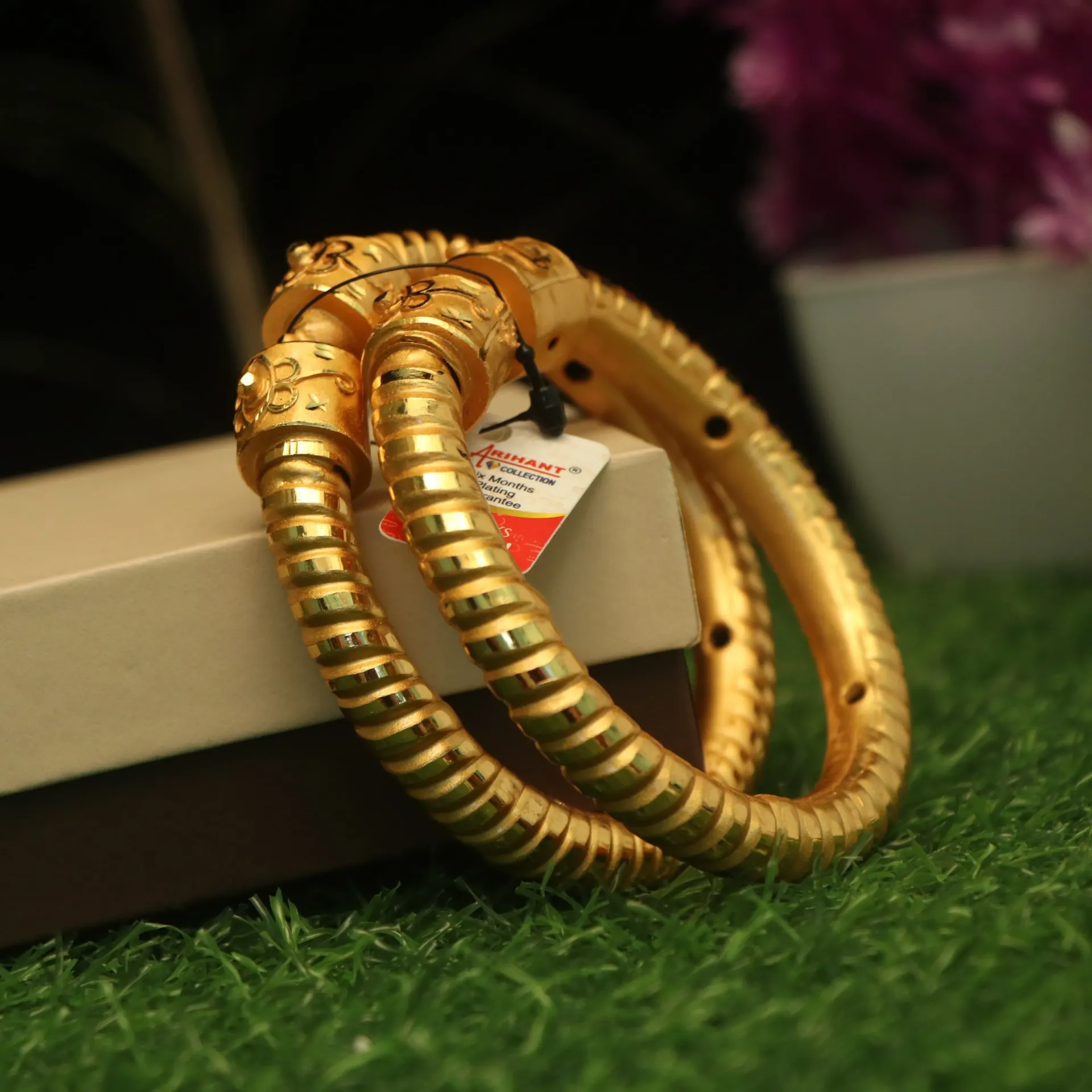 [BANGLES-00604] Arihant  Textured Gold-Plated Traditional "Churi" Set (24)