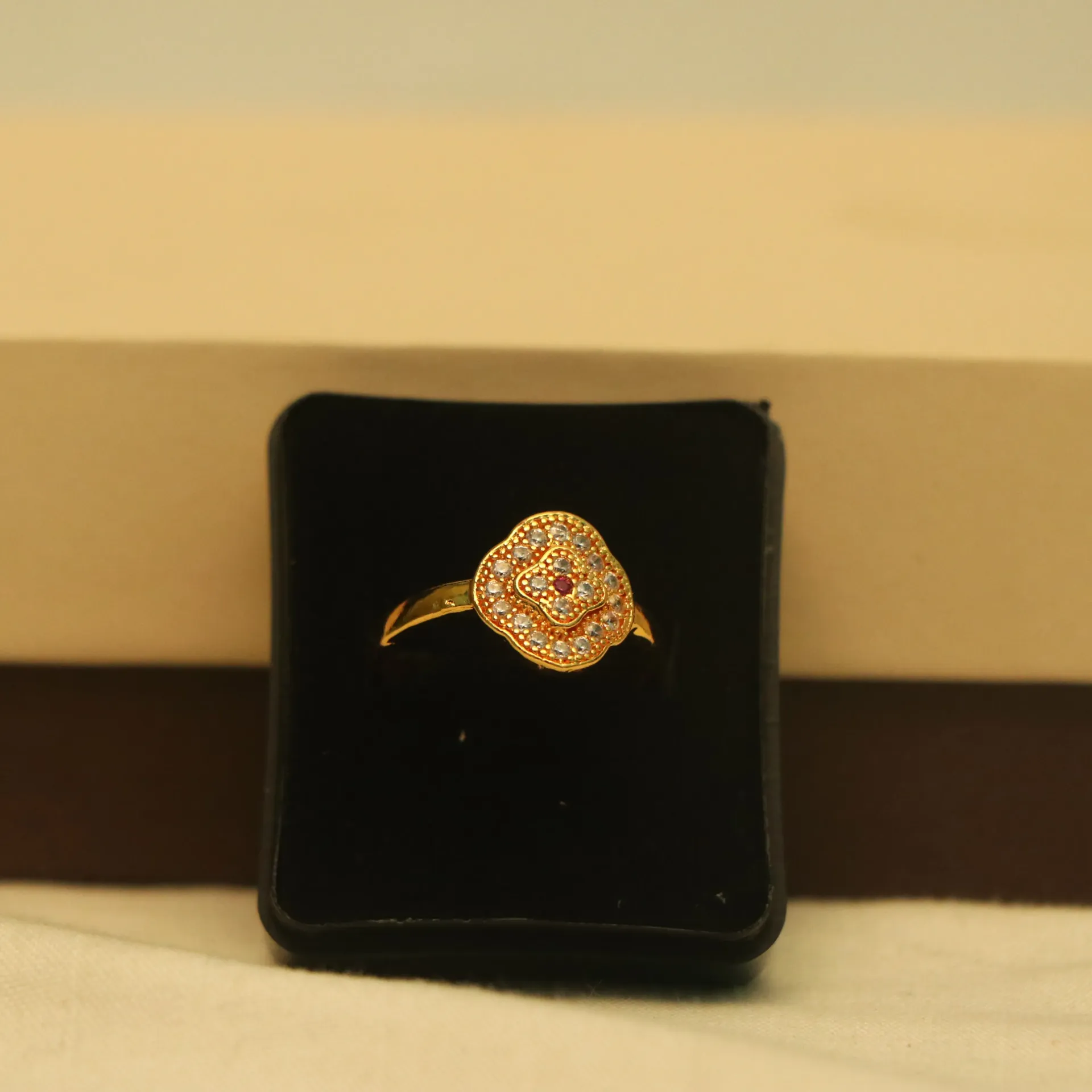 [RINGS-00644] Arihant Classic Ruby-Tone Floral Finger Ring