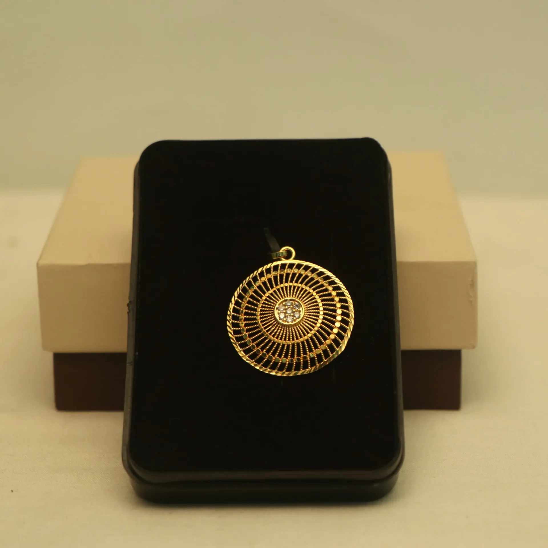 Arihant Ethereal Gold-Polished Geometric Wheel Pendant
