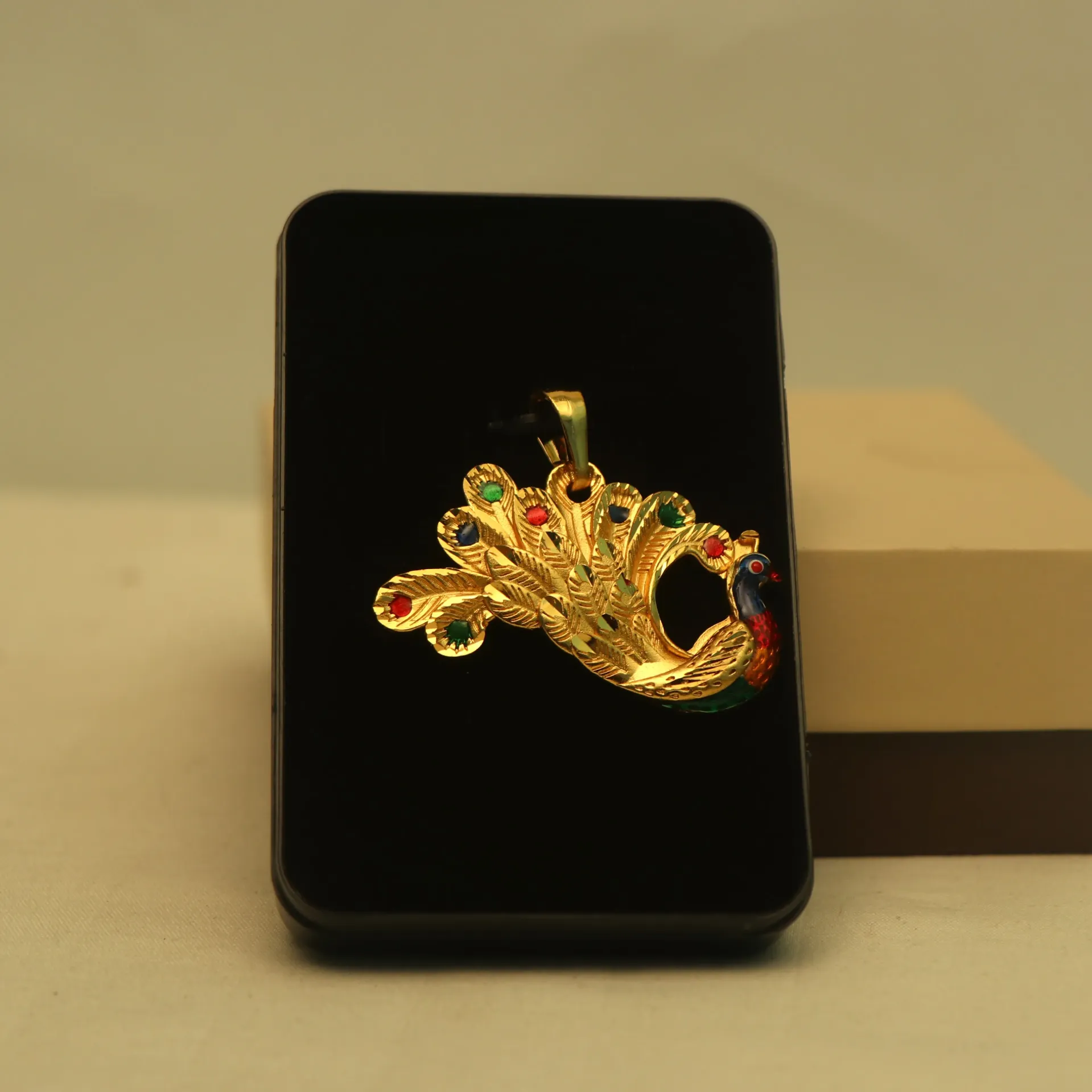 [PENDANTS-00698] Arihant Vibrant Meenakari Peacock Gold-Plated Pendant