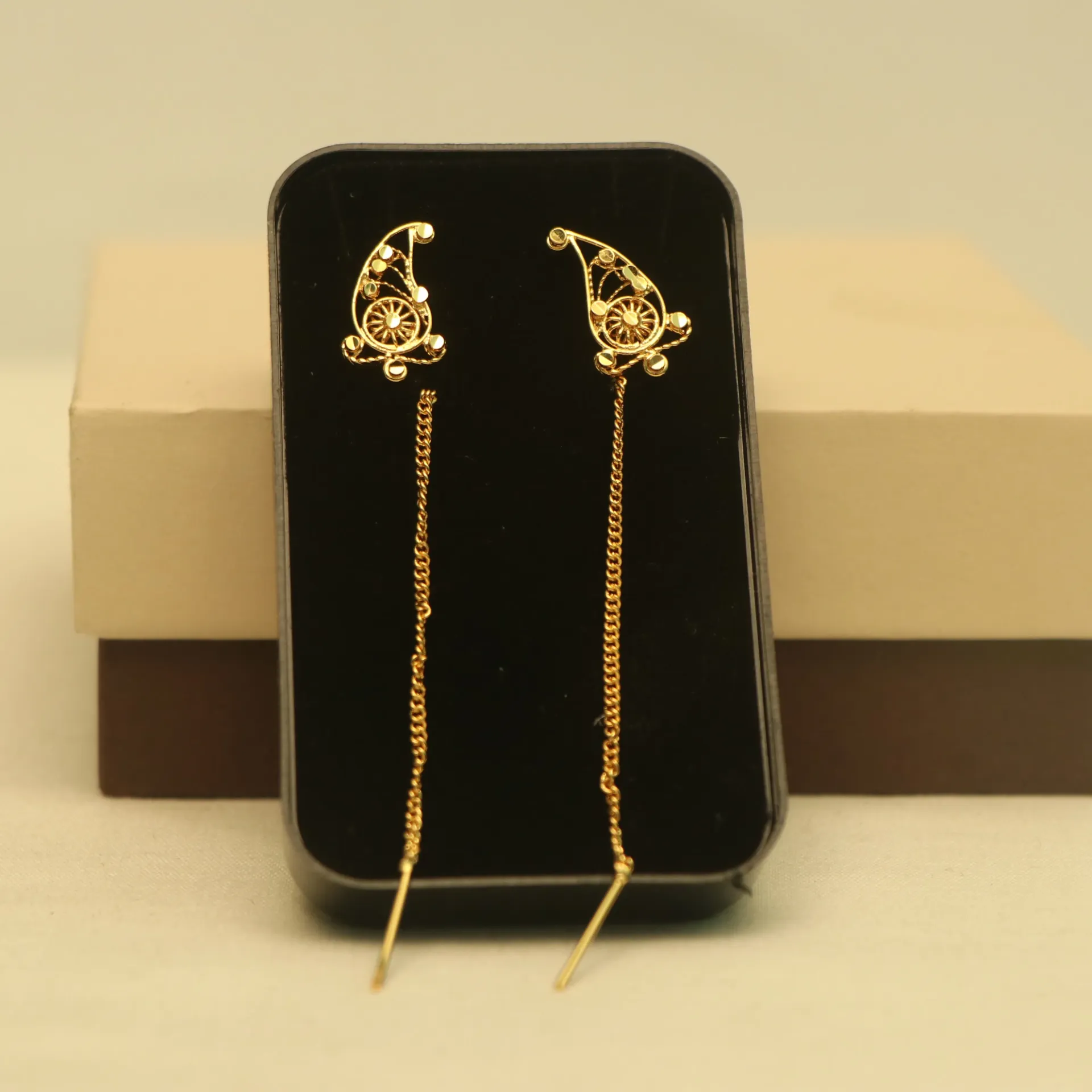 Arihant Traditional Micron Gold Plated Paisley Sui Dhaga Earrings