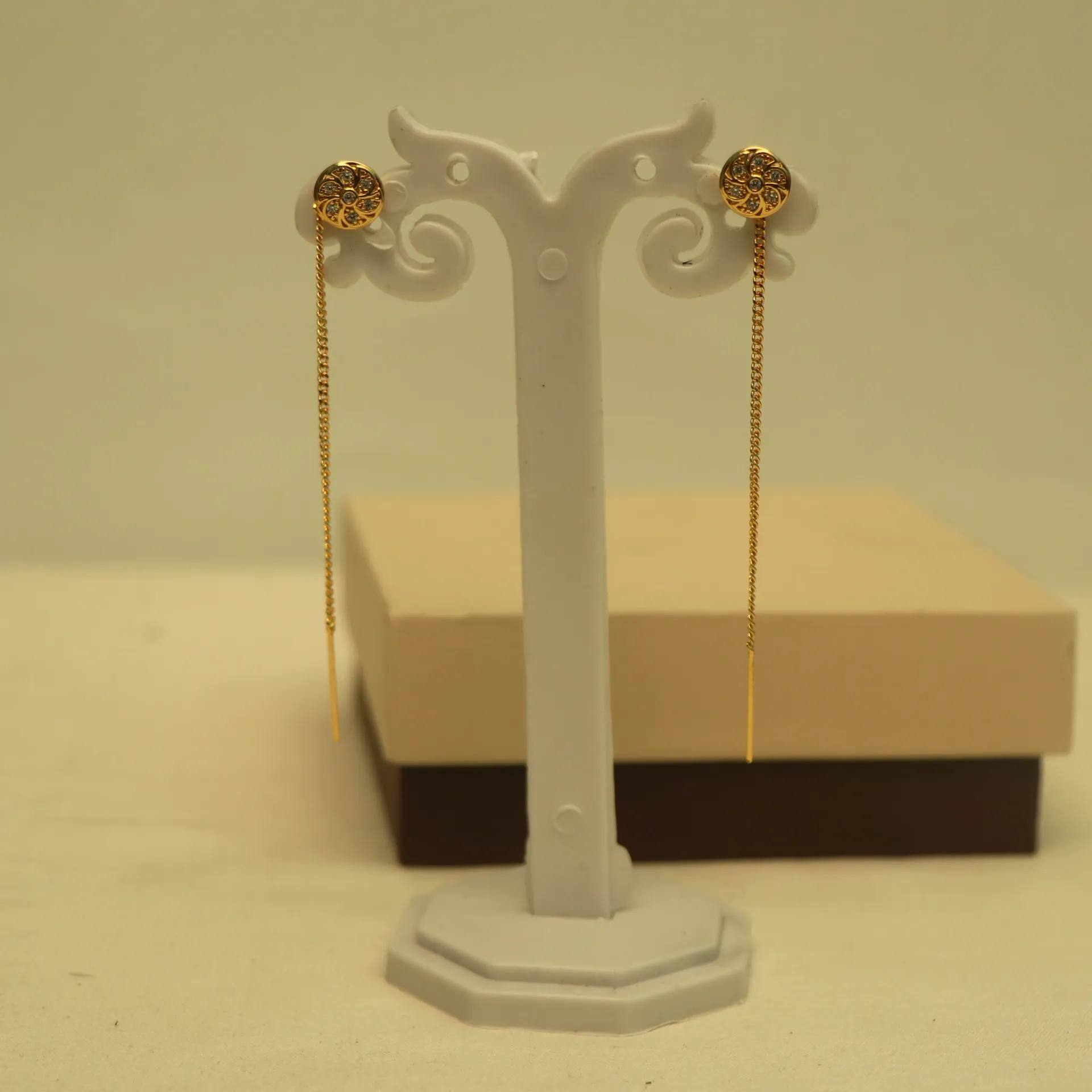 [EARINGS-00703] Arihant Sparkling Cubic Zirconia Centered Floral Sui Dhaga