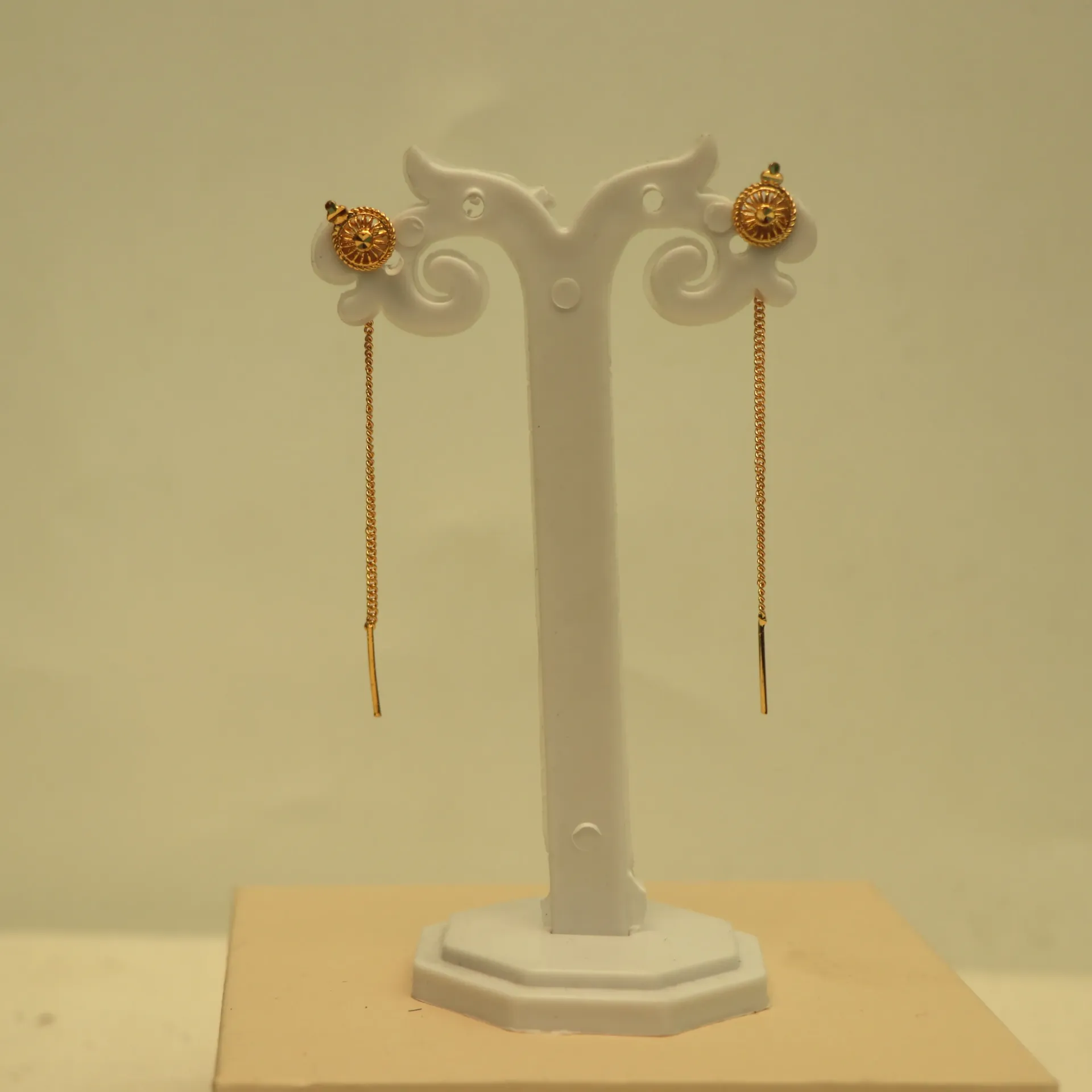 [EARINGS-00704] Arihant Golden Wheel Artisan Crafted Sui Dhaga for Festive Wear
