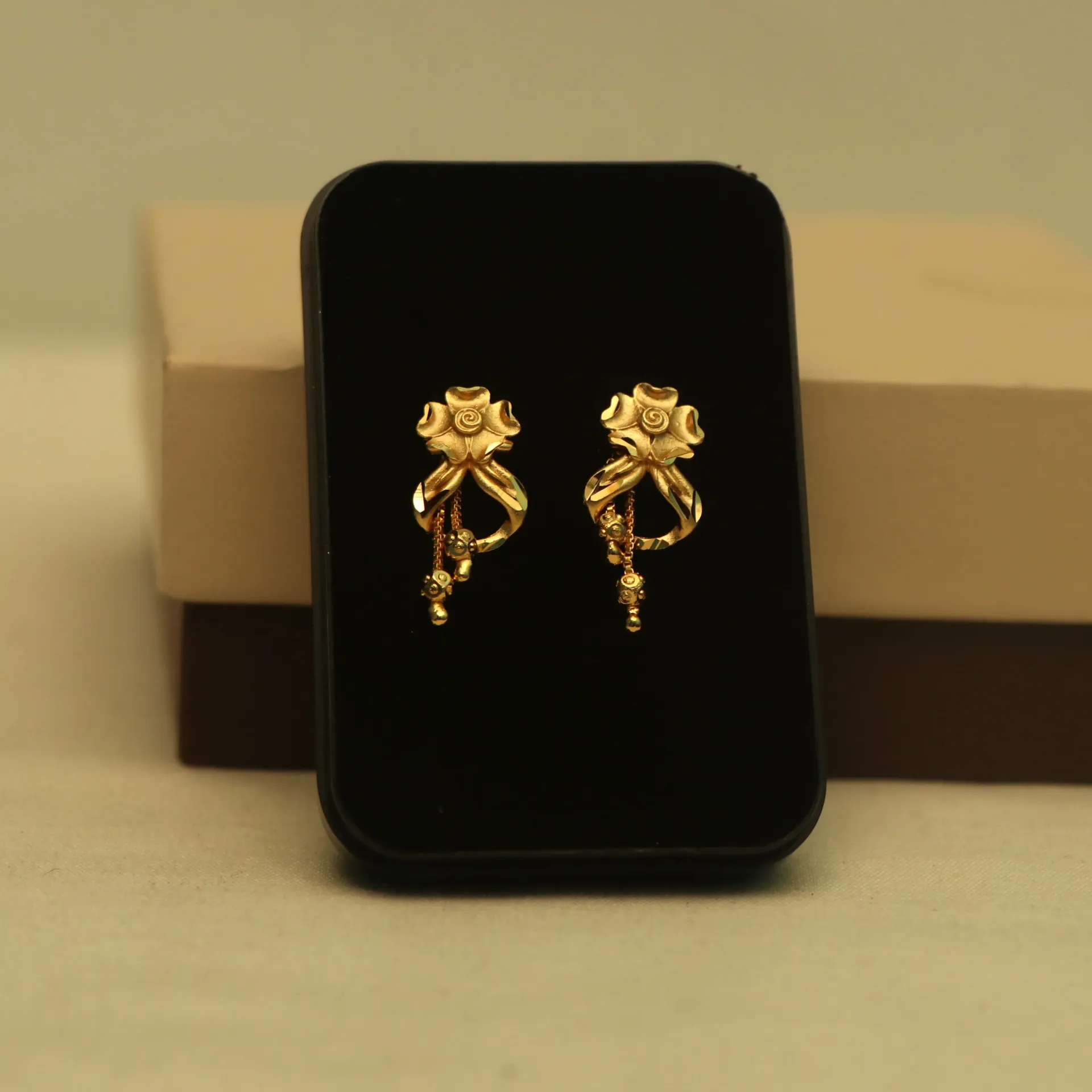 [EARINGS-00705] Arihant Mina Flower Spiral Drop Earrings