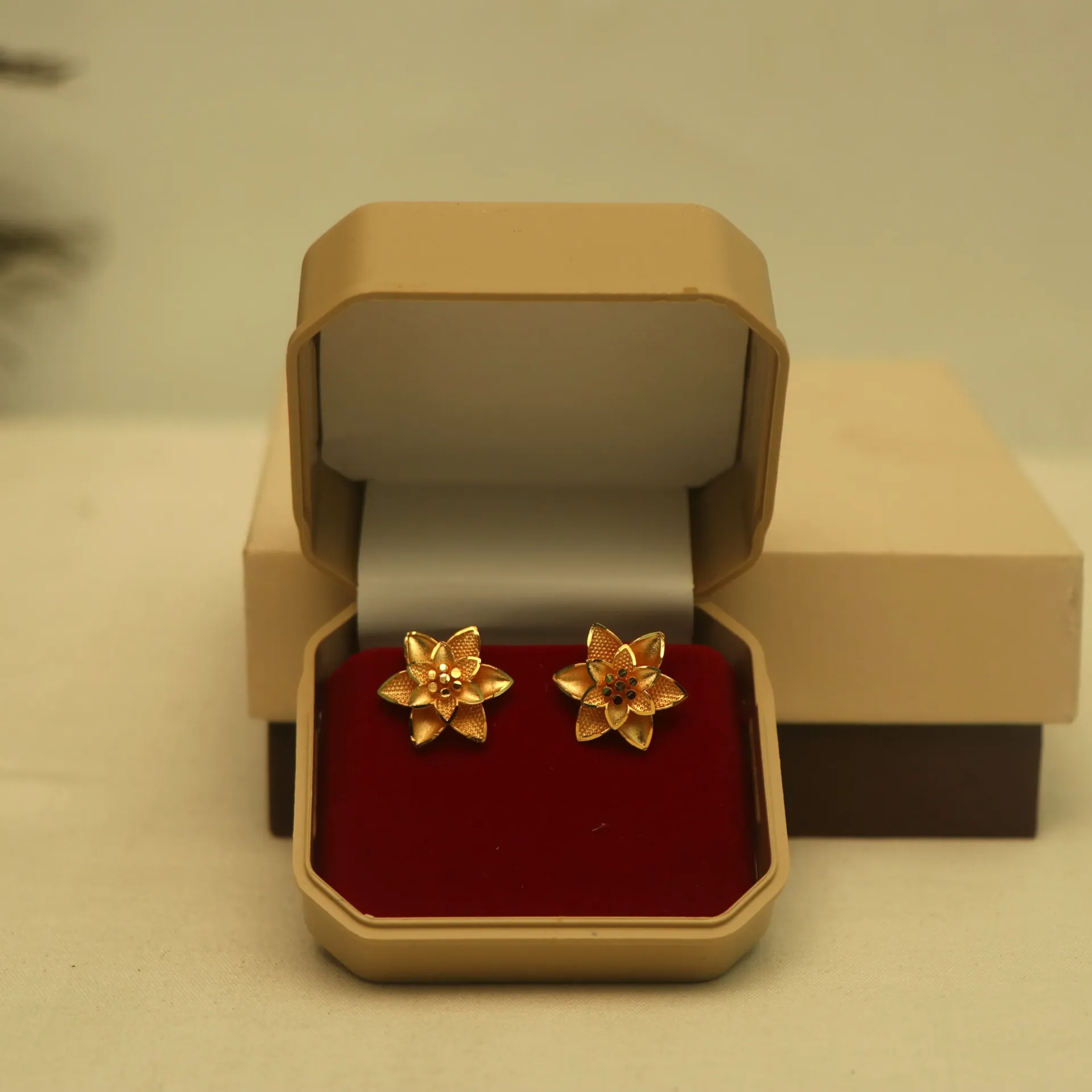 [EARINGS-00707] Arihant Gold-Plated Vortex Flower Ear-Drops