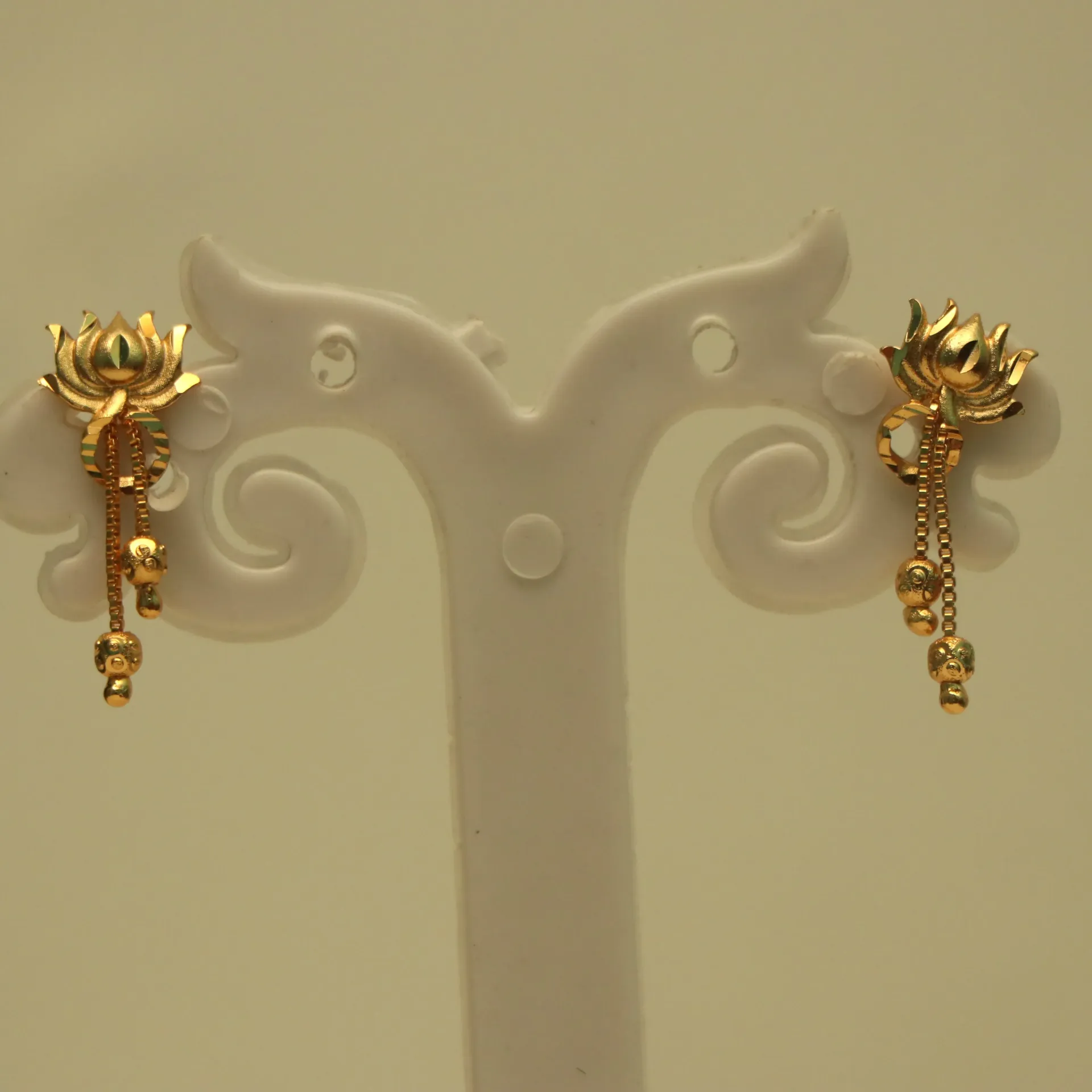 [EARINGS-00721] Arihant Padma Gold-Plated Lotus Chain Earrings