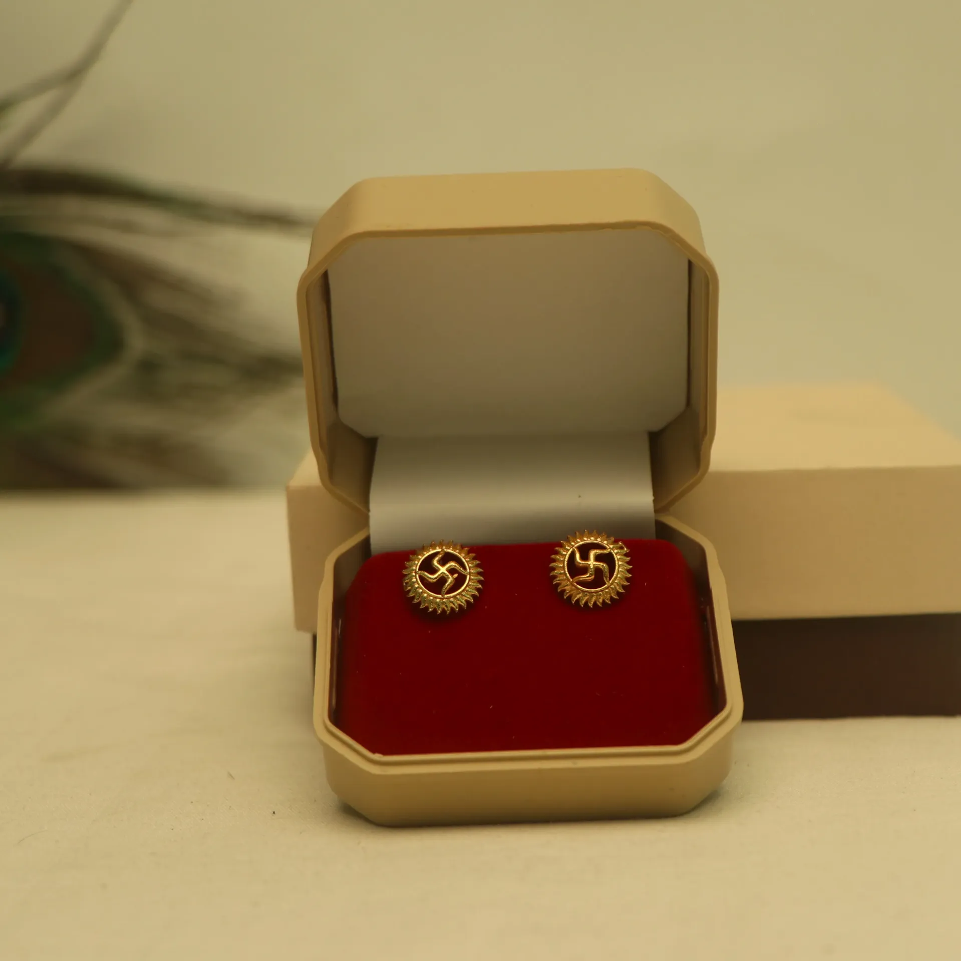 Arihant Mangal Swastik Gold-Plated Sunburst Studs